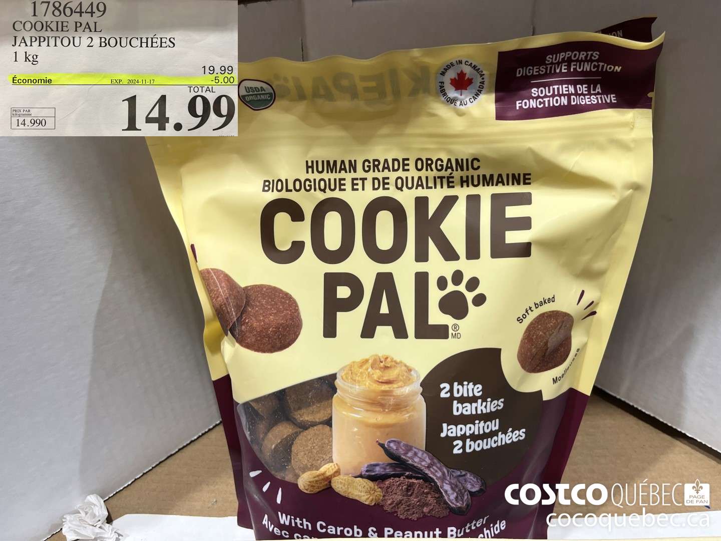 1786449 COOKIE PAL JAPPITOU 2 BOUCHEES 1 kg  ($5.00 INSTANT SAVINGS EXPIRES ON 2024-11-17) $14.99