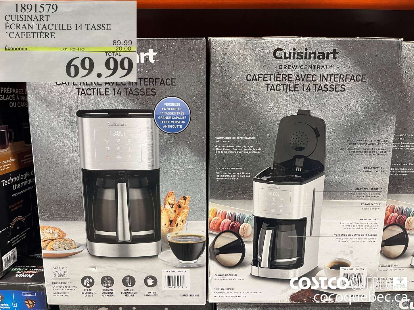 1891579 CUISINART ECRAN TACTILE 14 TASSE *CAFETIERE  ($20.00 INSTANT SAVINGS EXPIRES ON 2024-11-24) $69.99