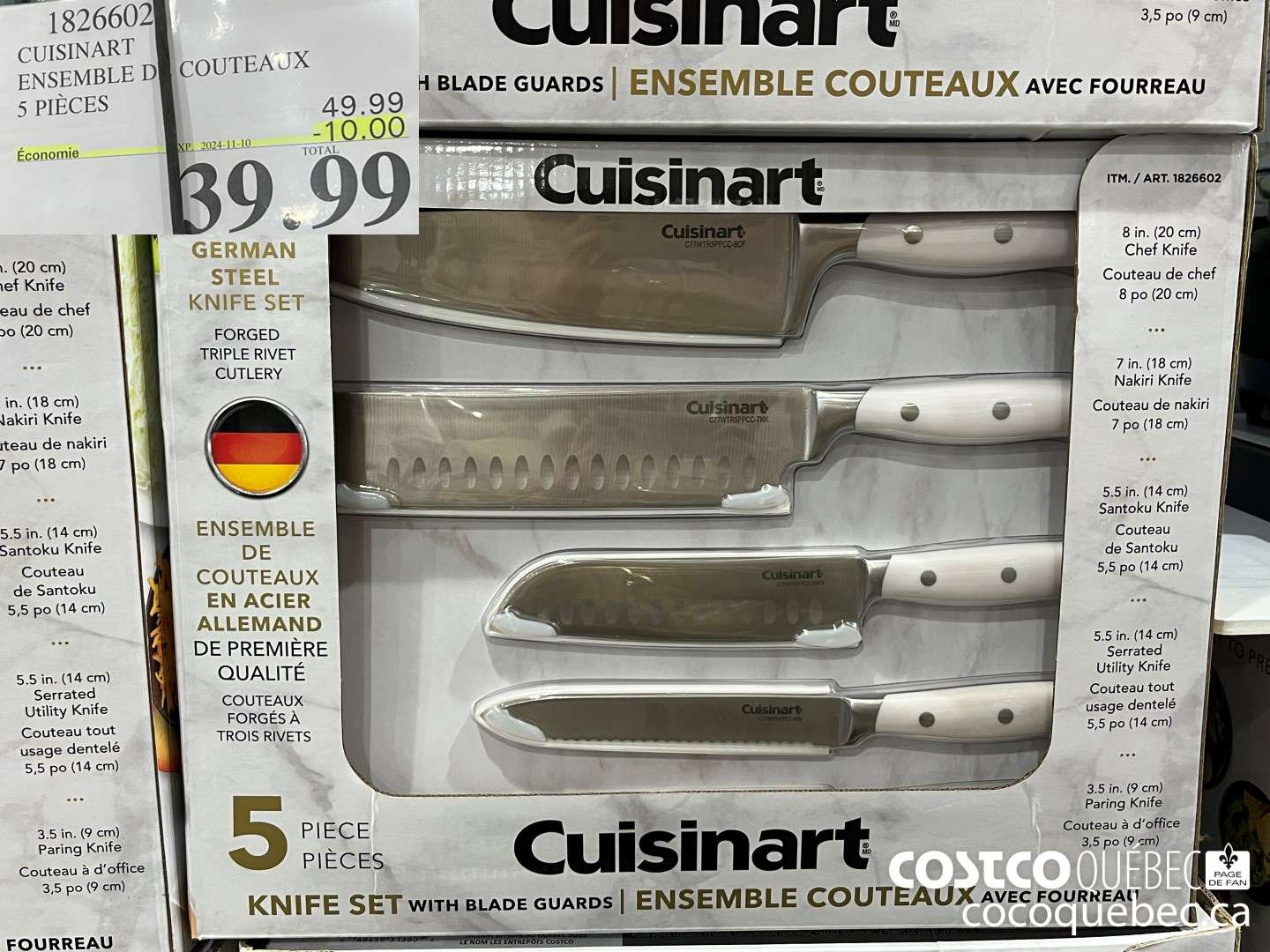 1826602 CUISINART ENSEMBLE DE COUTEAUX 5 PIECES  ($10.00 INSTANT SAVINGS EXPIRES ON 2024-11-10) $39.99
