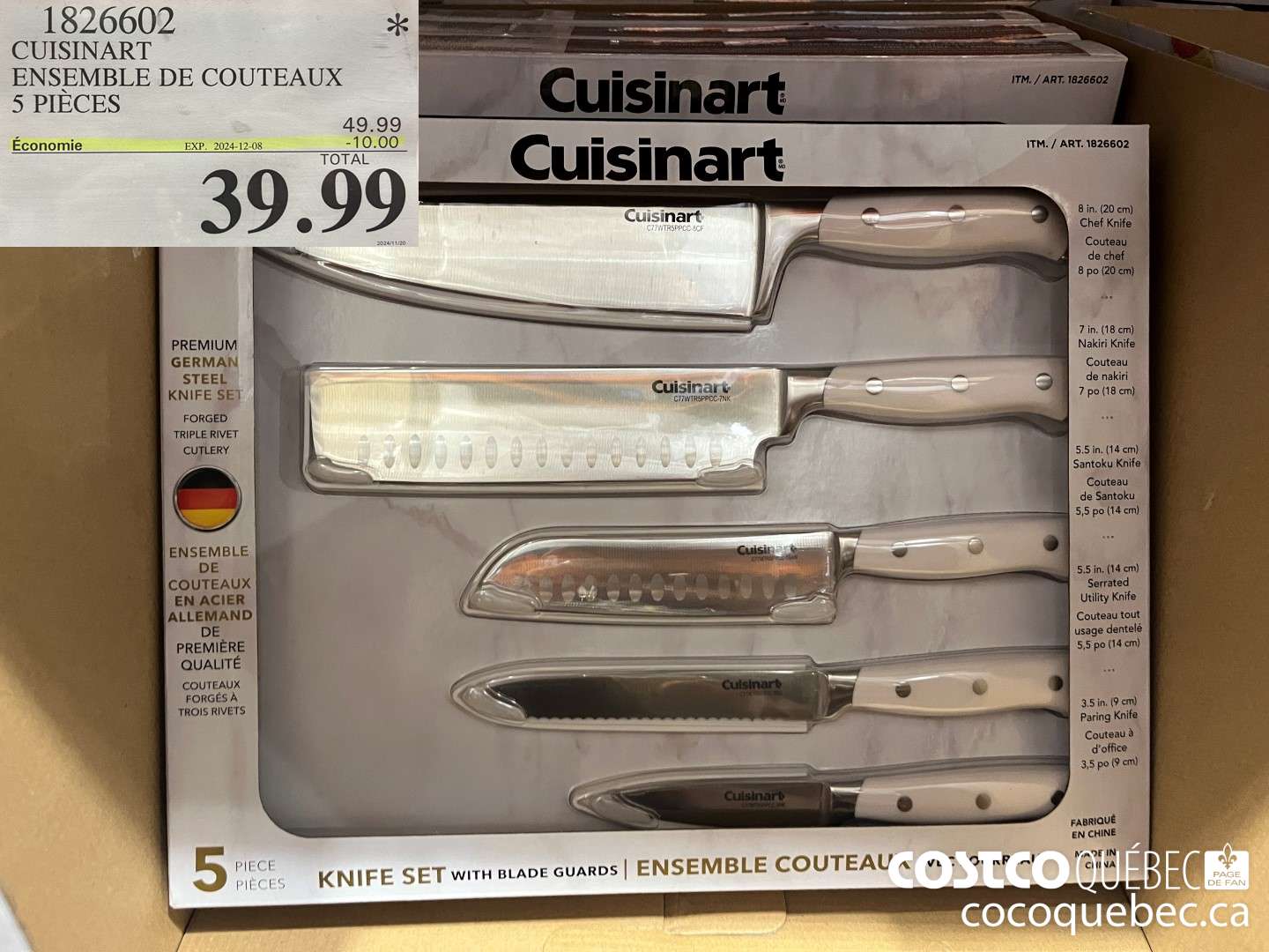 1826602 CUISINART ENSEMBLE DE COUTEAUX 5 PIECES  ($10.00 INSTANT SAVINGS EXPIRES ON 2024-12-08) $39.99