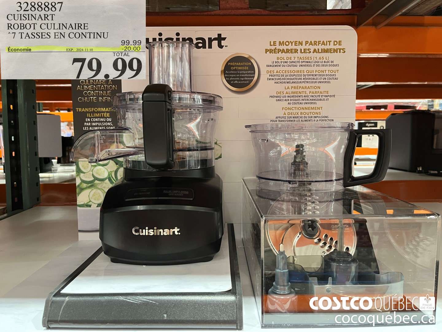 3288887 CUISINART ROBOT CULINAIRE “7 TASSES EN CONTINU  ($20.00 INSTANT SAVINGS EXPIRES ON 2024-11-10) $79.99