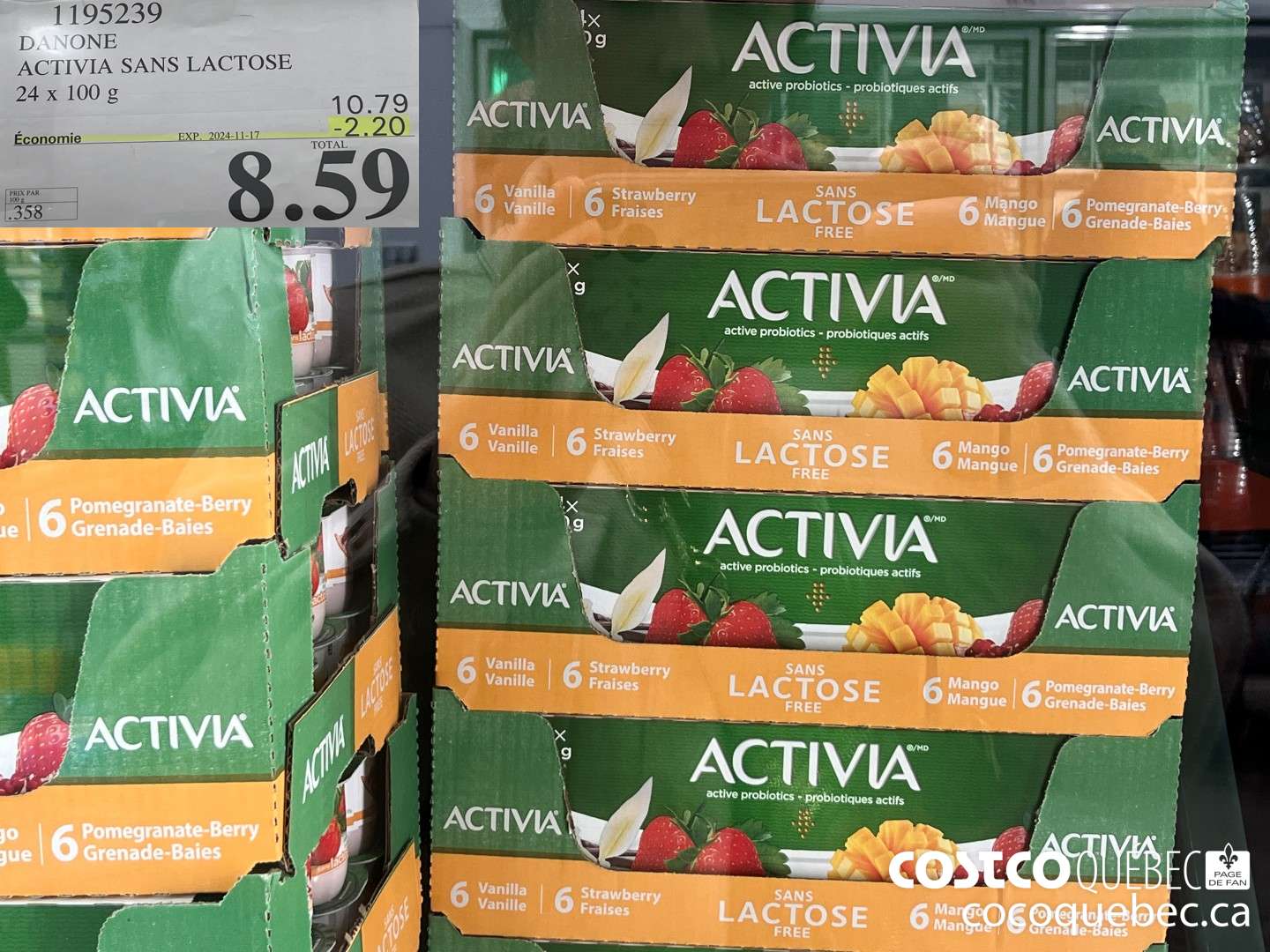 1195239 DANONE ACTIVIA SANS LACTOSE ($2.20 INSTANT SAVINGS EXPIRES ON 2024-11-17) $8.59