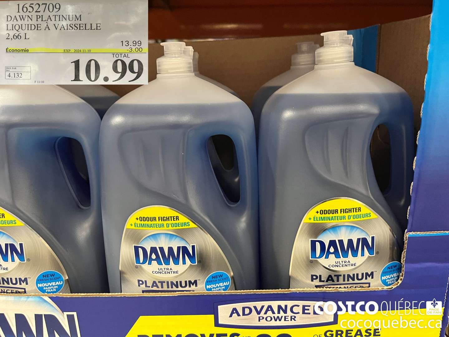 1652709 DAWN PLATINUM LIQUIDE A VAISSELLE ($3.00 INSTANT SAVINGS EXPIRES ON 2024-11-10) $10.99