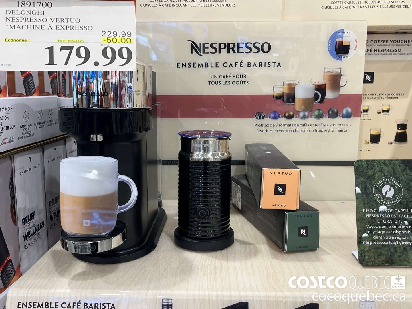 1891700 DELONGHI NESPRESSO VERTUO MACHINE A EXPRESSO  ($50.00 INSTANT SAVINGS EXPIRES ON 2024-12-01) $179.99