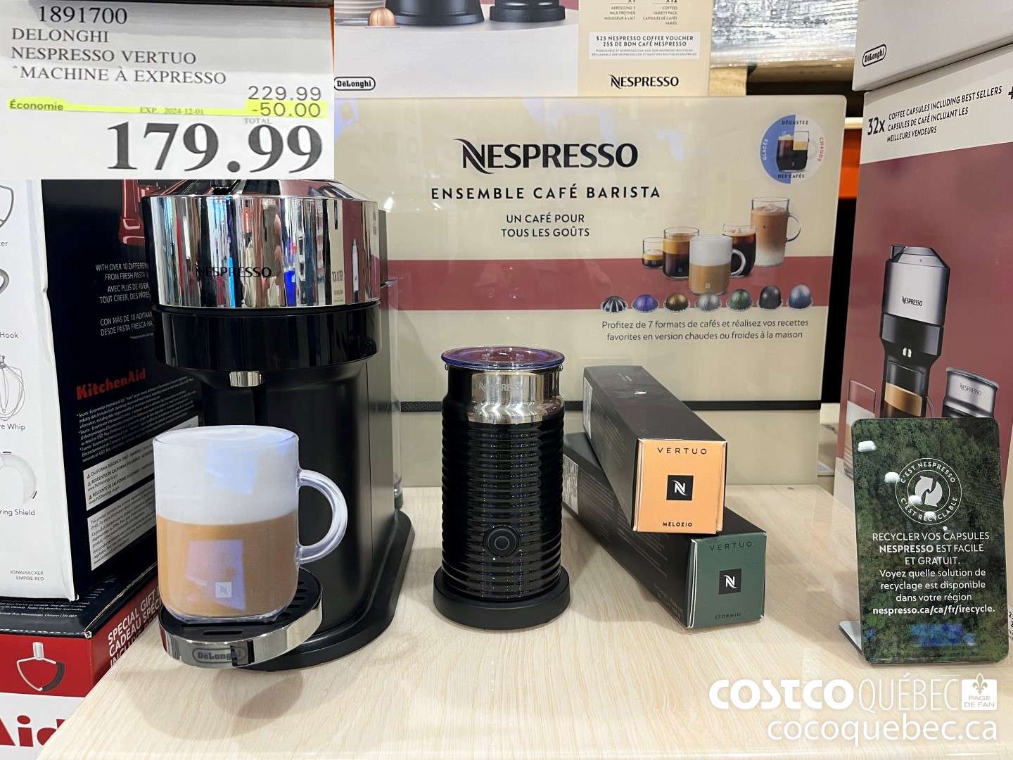 1891700 DELONGHI NESPRESSO VERTUO MACHINE A EXPRESSO  ($50.00 INSTANT SAVINGS EXPIRES ON 2024-12-01) $179.99