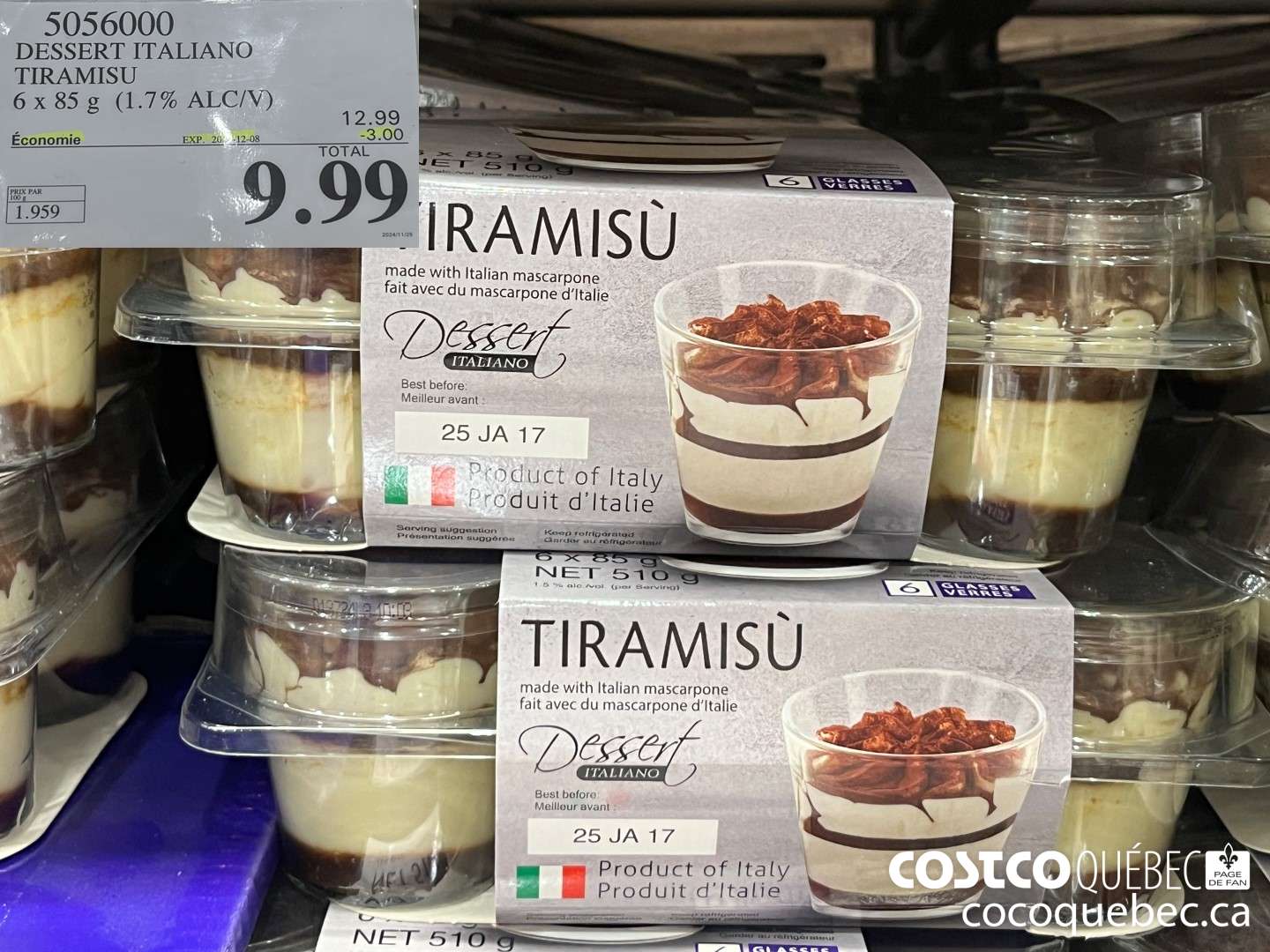 5056000 DESSERT ITALIANO TIRAMISU 6x 85g ($3.00 INSTANT SAVINGS EXPIRES ON 2024-12-08) $9.99