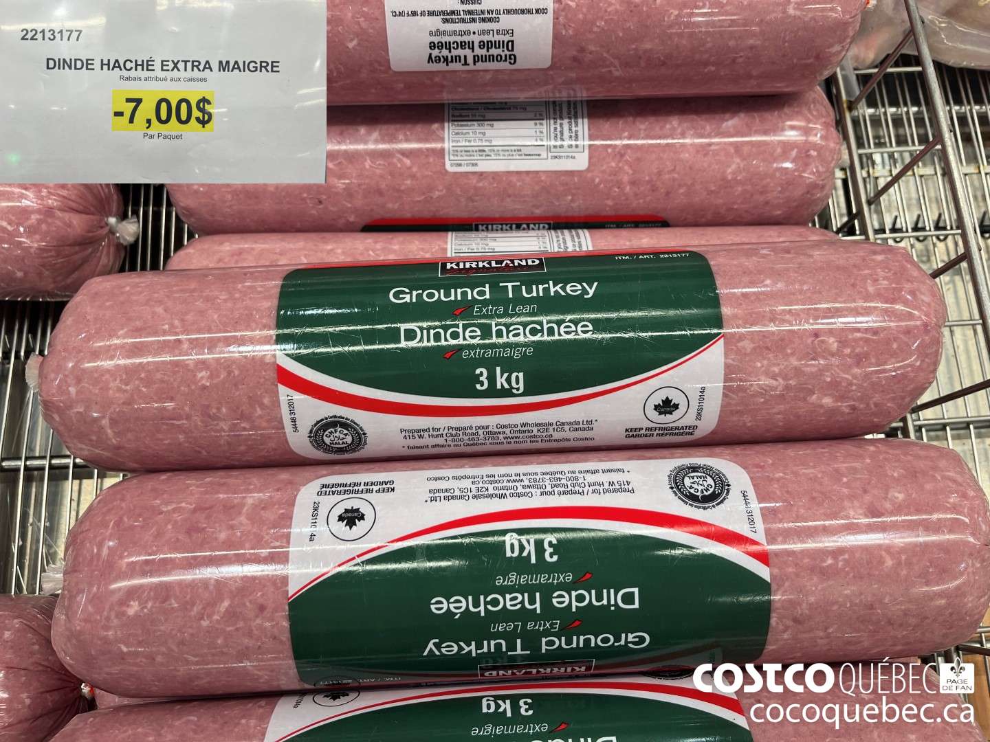 2213177 DINDE HACHE EXTRA MAIGRE Par Paquet  ($7.00 INSTANT SAVINGS)