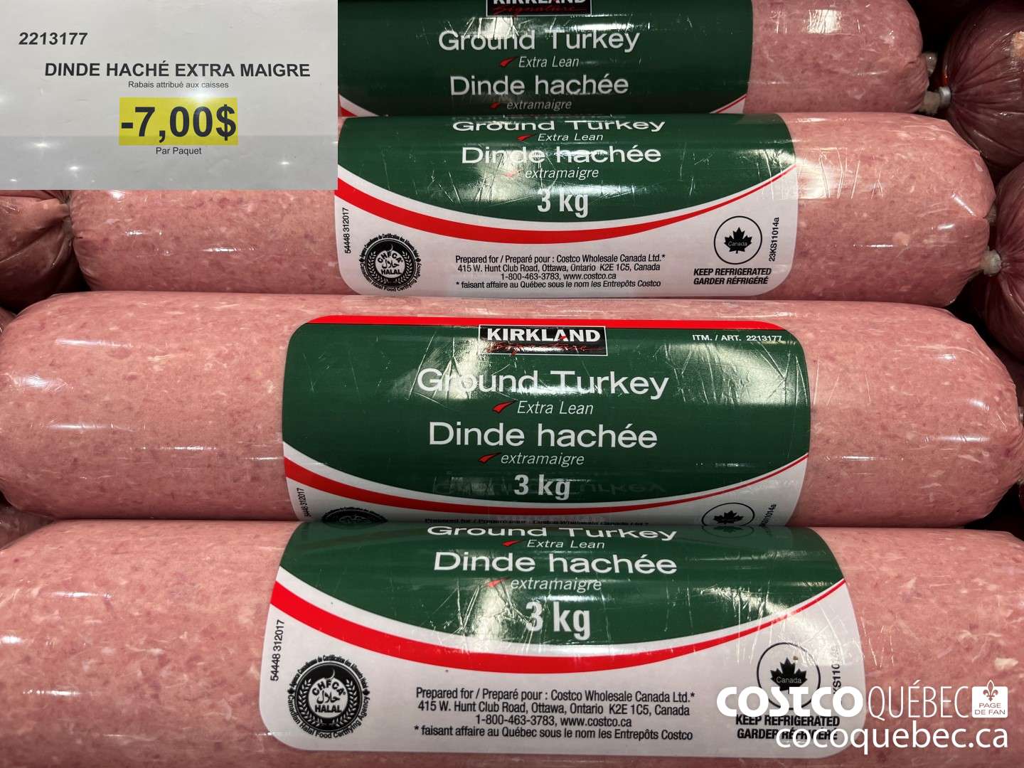 2213177 DINDE HACHE EXTRA MAIGRE Par Paquet  ($7.00 INSTANT SAVINGS)
