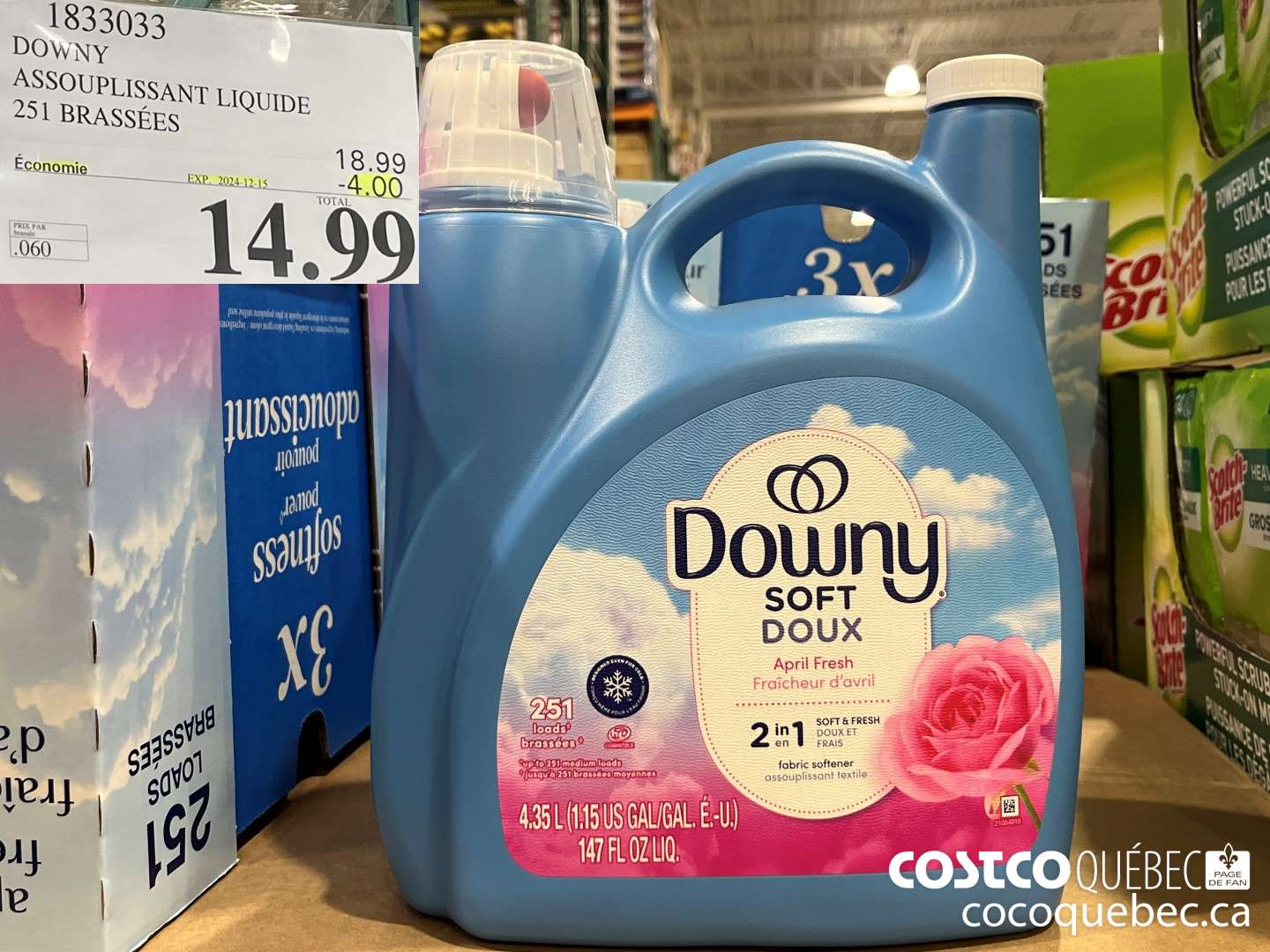 1833033 DOWNY ASSOUPLISSANT LIQUIDE 251 BRASSEES  ($4.00 INSTANT SAVINGS EXPIRES ON 2024-12-15) $14.99