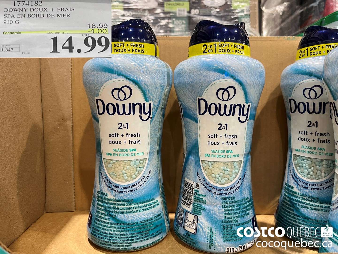 1774182 DOWNY DOUX + FRAIS SPA EN BORD DE MER 910 G  ($4.00 INSTANT SAVINGS EXPIRES ON 2024-11-10) $14.99