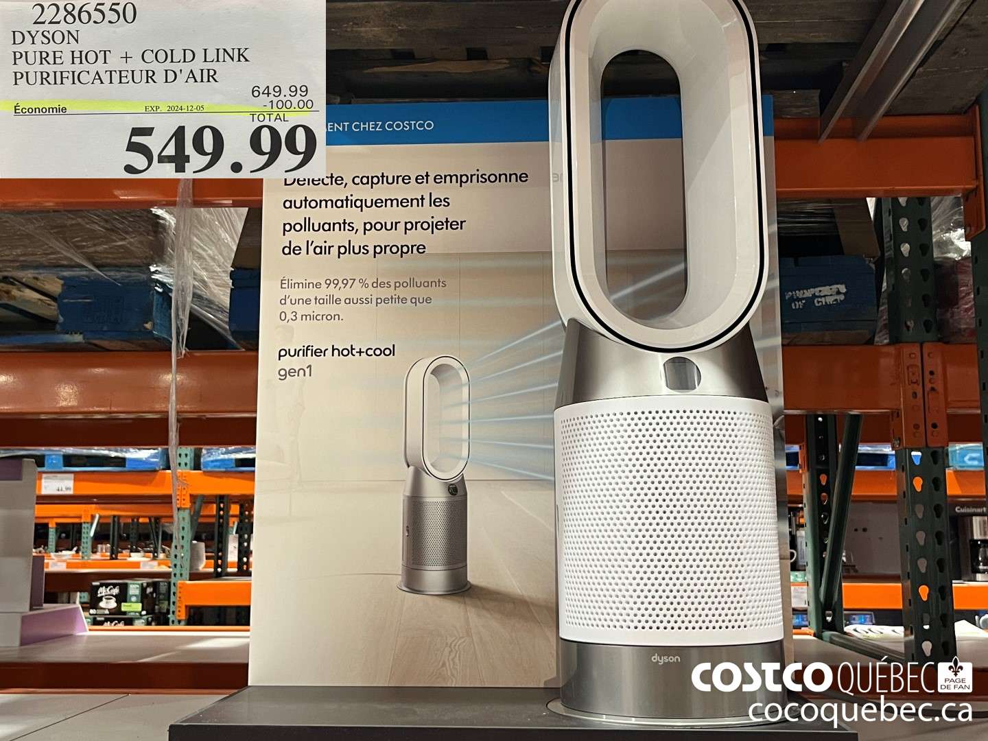 2286550 DYSON PURE HOT + COLD LINK PURIFICATEUR D' AIR  ($100.00 INSTANT SAVINGS EXPIRES ON 2024-12-05) $649.99