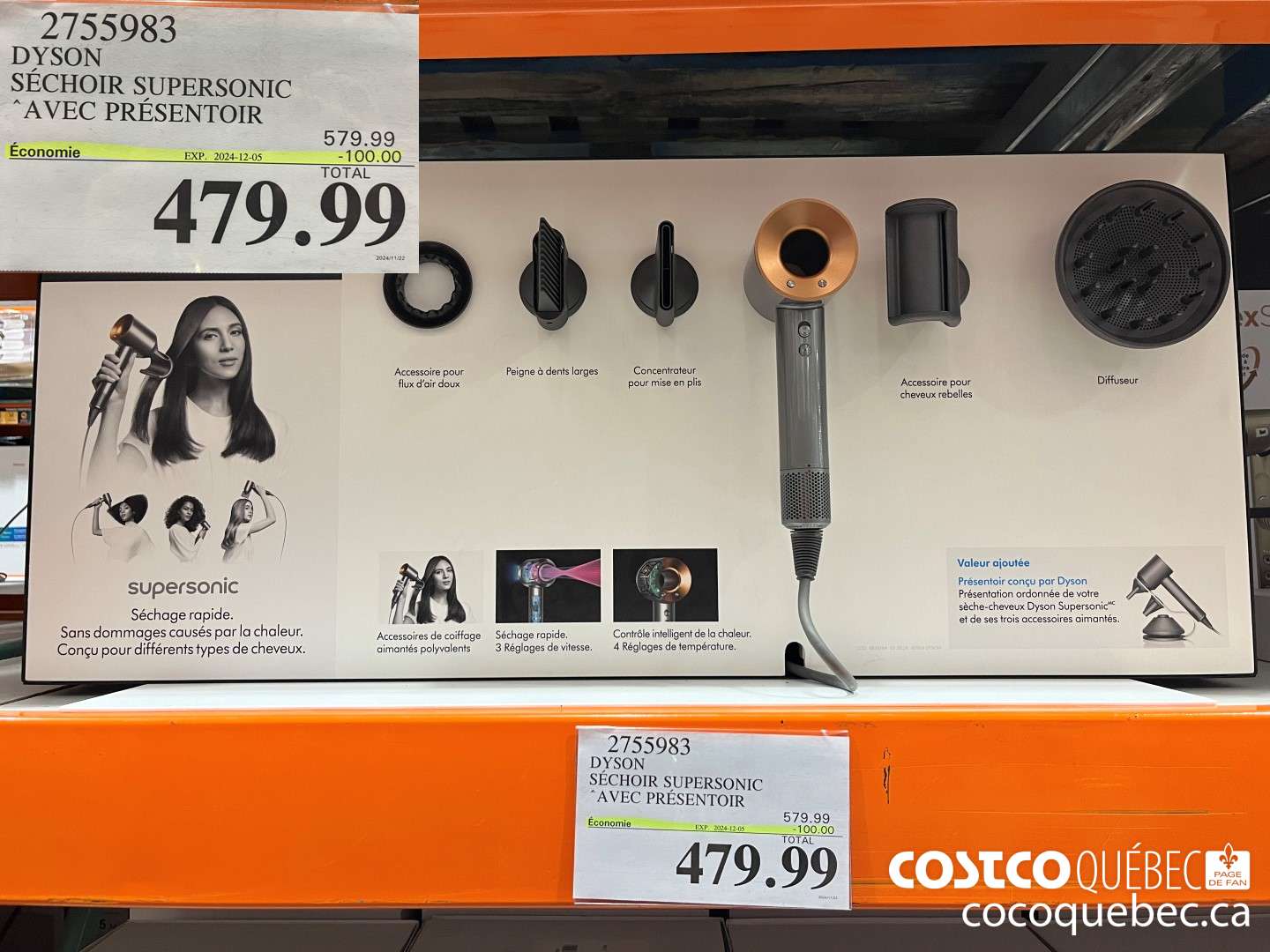 2755983 DYSON SUPERSONIC SECHOIR AVEC PRESENTOIR  ($100.00 INSTANT SAVINGS EXPIRES ON 2024-12-05) $479.99