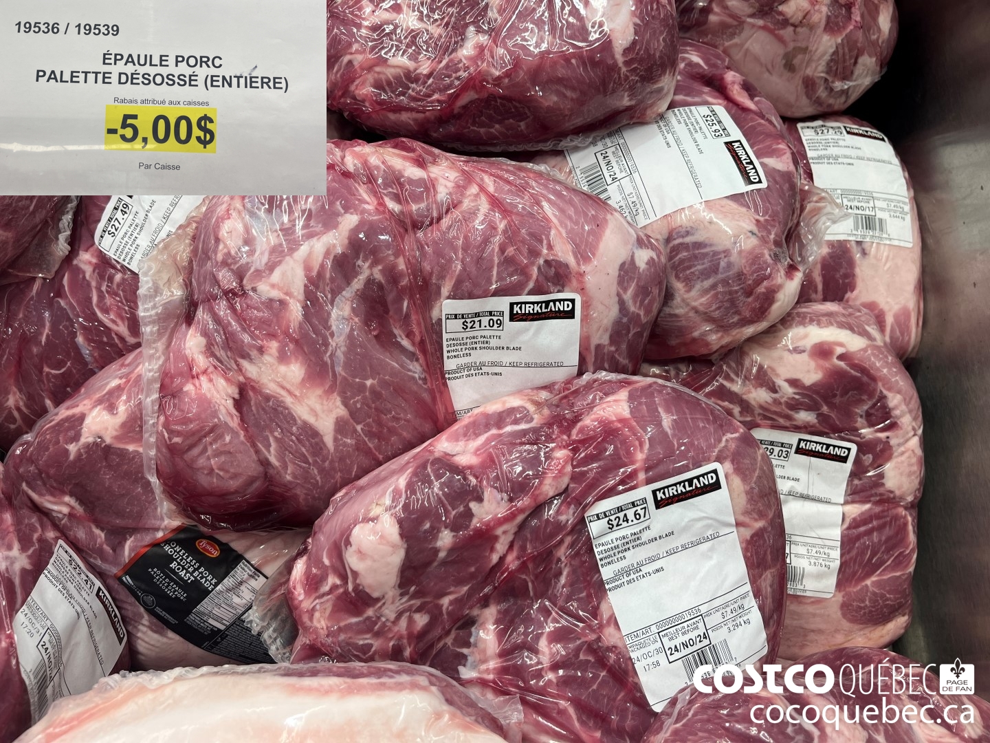 19536 EPAULE PORC PALETTE DESOSSE (ENTIERE)  ($5.00 INSTANT SAVINGS)
