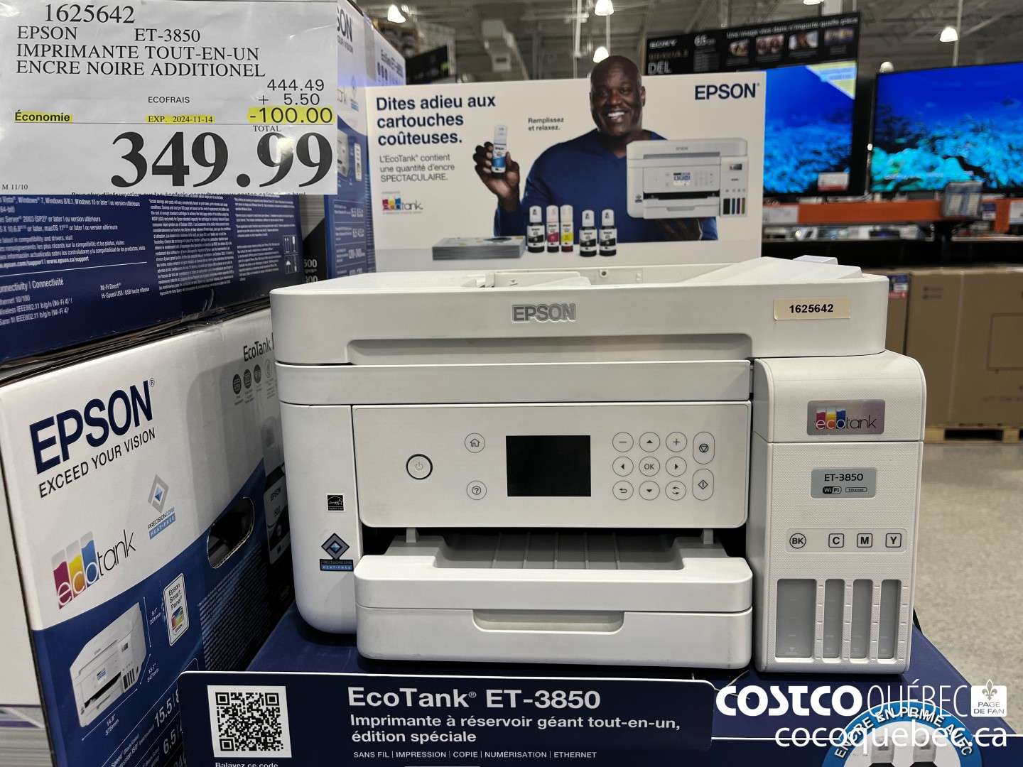 1625642 EPSON IMPRIMANTE TOUT-EN-UN ET-3850 SEPERRESERVOIR ($70.00 INSTANT SAVINGS EXPIRES ON 2024-11-14) $349.99