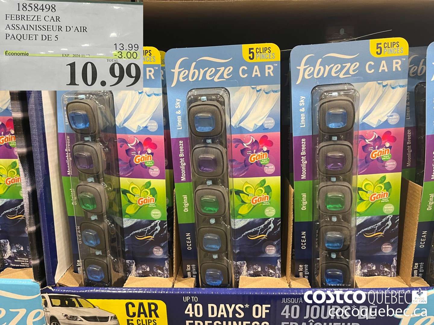 1858498 FEBREZE CAR ASSAINISSEUR D'AIR PAQUET DE 5  ($3.00 INSTANT SAVINGS EXPIRES ON 2024-11-17) $10.99