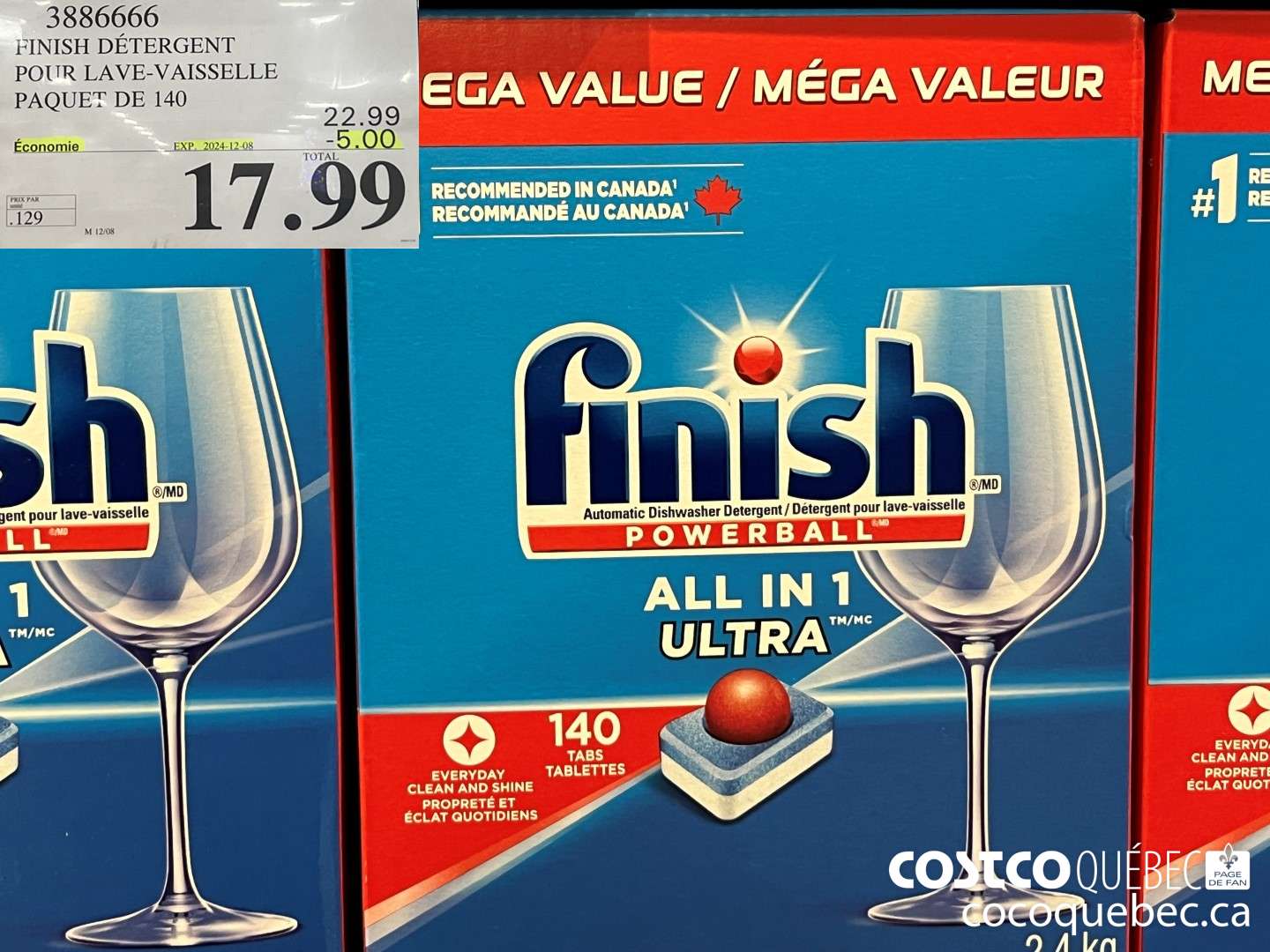 3886666 FINISH DETERGENT POUR LAVE-VAISSELLE PAQUET DE 140 ($5.00 INSTANT SAVINGS EXPIRES ON 2024-12-08) $17.99