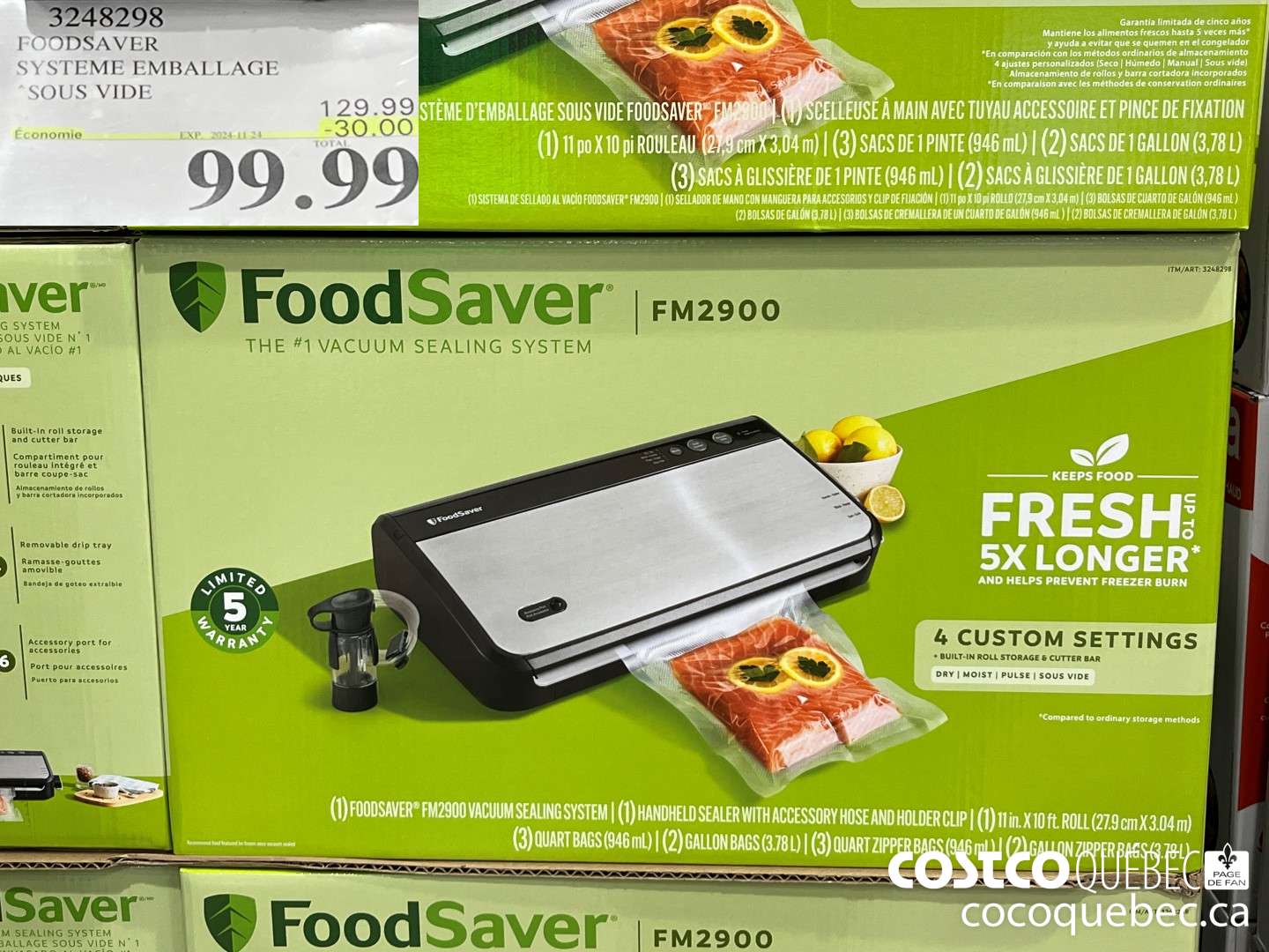 3248298 FOODSAVER SYSTEME EMBALLAGE “SOUS VIDE ($30.00 INSTANT SAVINGS EXPIRES ON 2024-11-24) $99.99