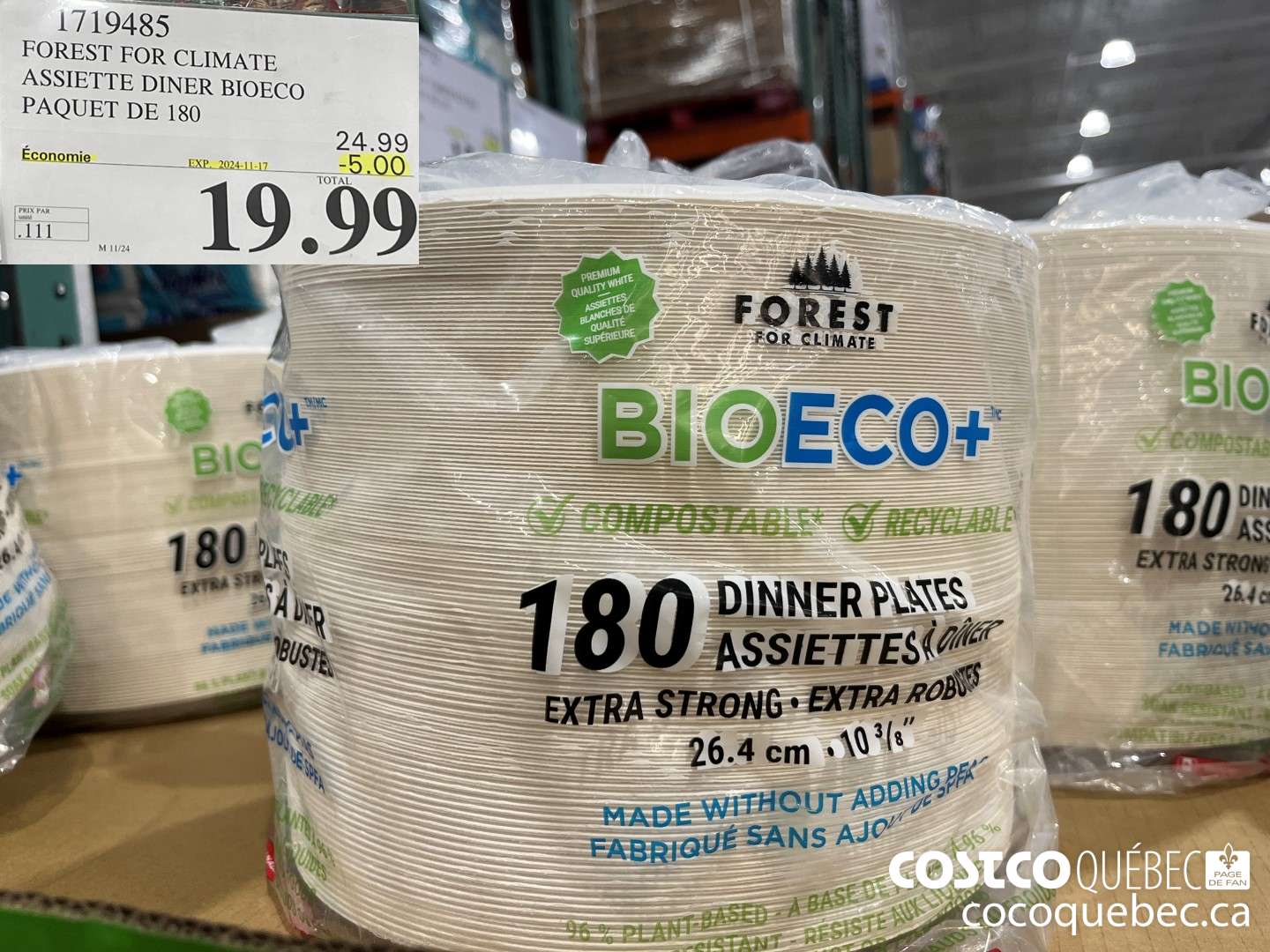 1719485 FOREST FOR CLIMATE ASSIETTE DINER BIOECO PAQUET DE 180 ($5.00 INSTANT SAVINGS EXPIRES ON 2024-11-17) $19.99