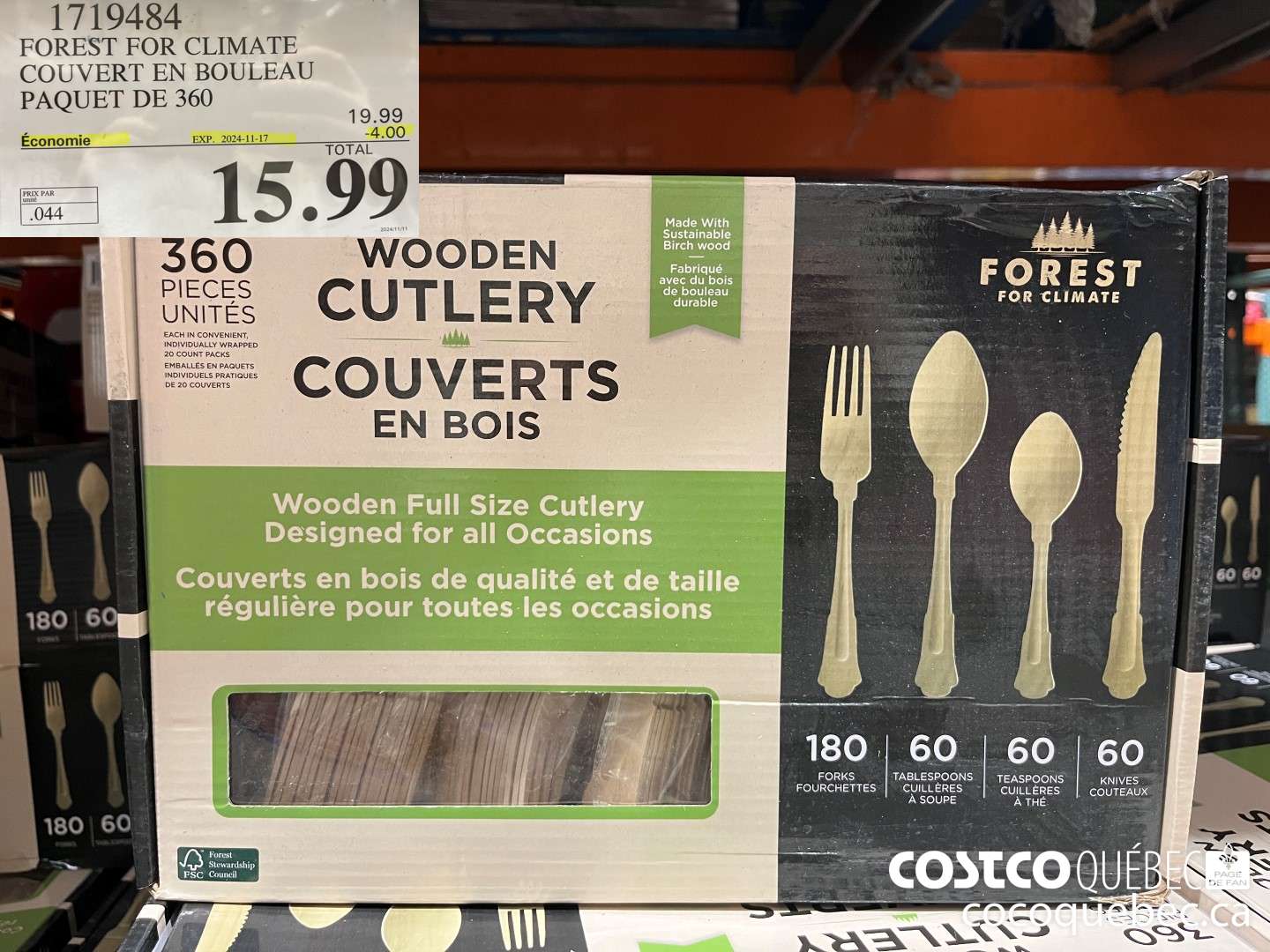 1719484 FOREST FOR CLIMATE COUVERT EN BOULEAU PAQUET DE 360  ($4.00 INSTANT SAVINGS EXPIRES ON 2024-11-17) $15.99