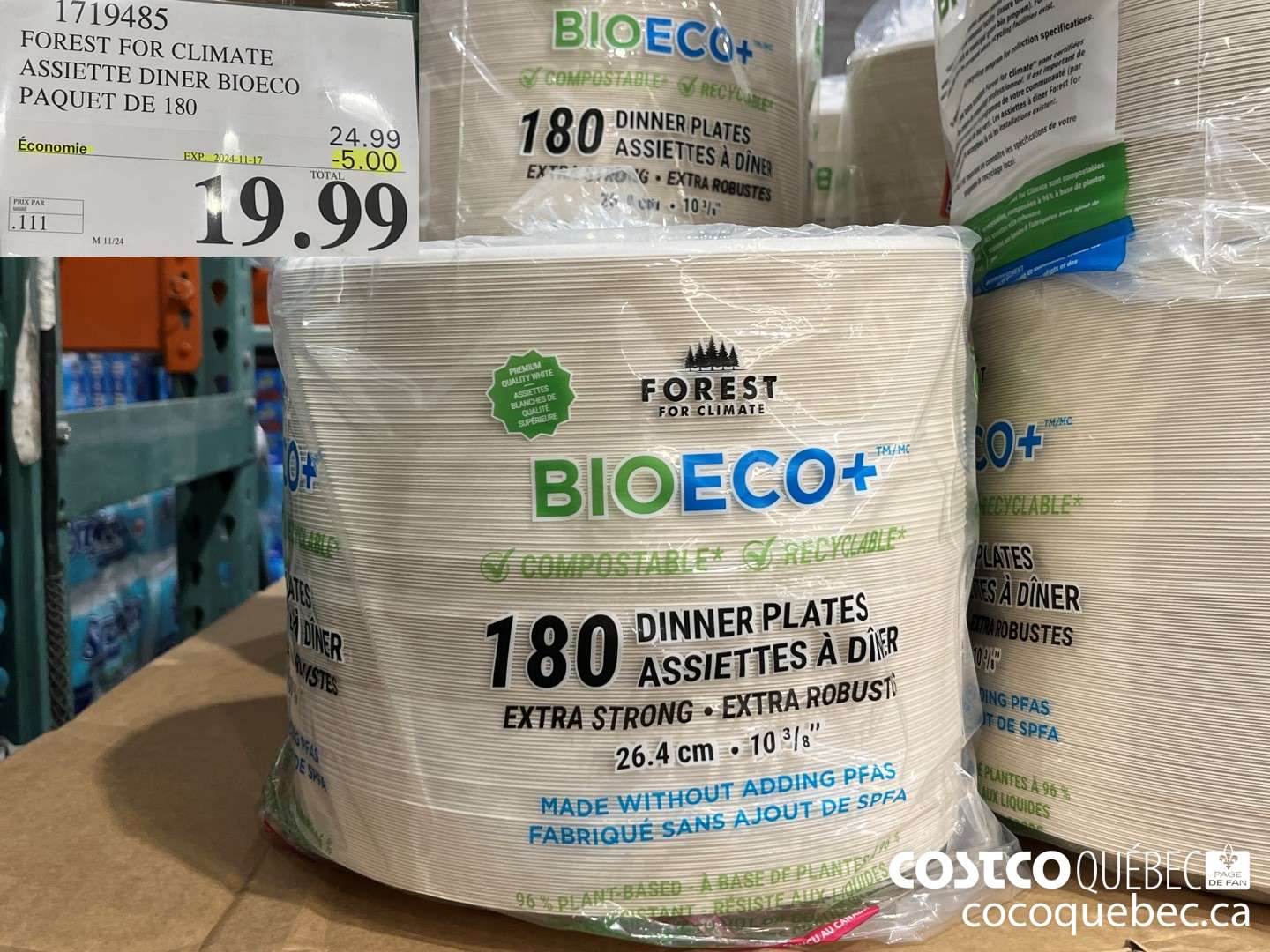 1719485 FOREST OR CLIMATE ASSIETTE DINER BIOECO PAQUET DE 180 ($5.00 INSTANT SAVINGS EXPIRES ON 2024-11-17) $19.99