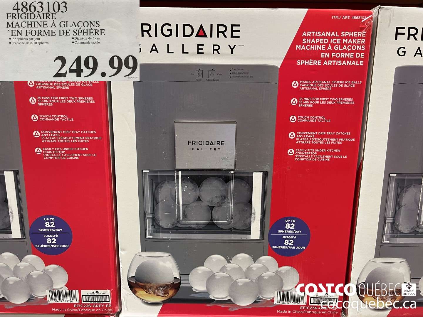 4863103 FRIGIDAIRE MACHINE A GLACONS “EN FORME DE SPHERE  $249.99