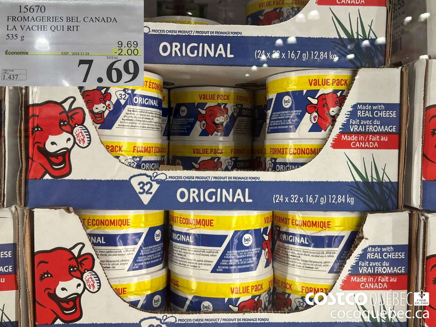 15670 FROMAGERIES BEL CANADA LA VACHE QUI RIT  ($2.20 INSTANT SAVINGS EXPIRES ON 2024-11-24) $7.69
