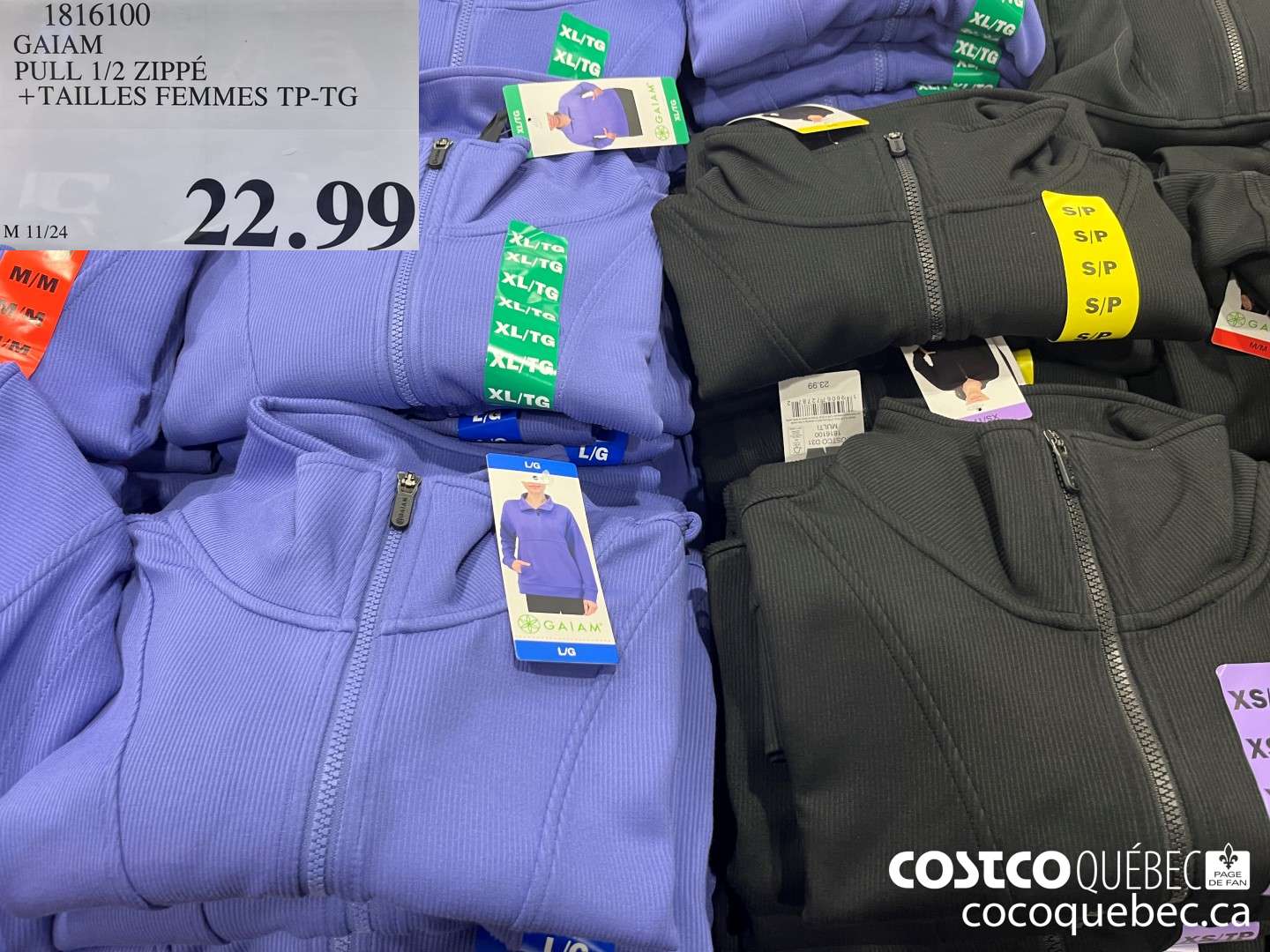 1816100 GAIAM PULL 1/2 ZIPPE +TAILLES FEMMES TP-TG  $22.99