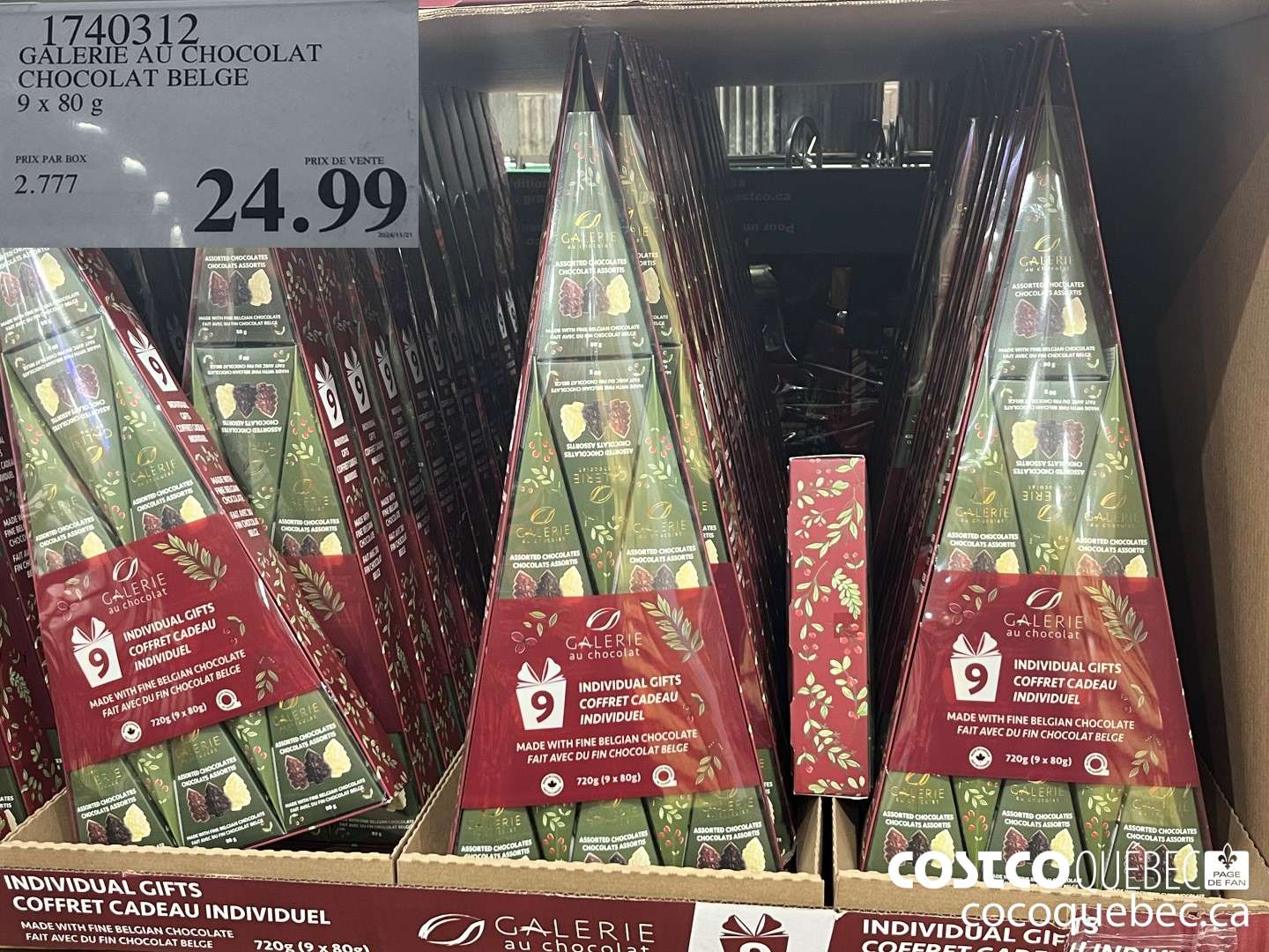 1740312 GALERIE AU CHOCOLAT CHOCOLAT BELGE 9 x 80 G  $24.99