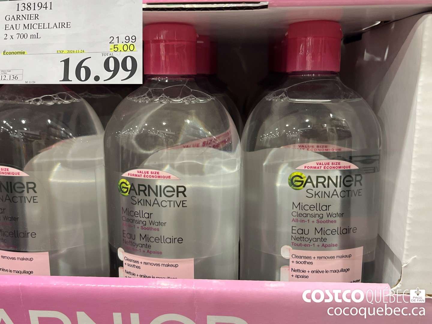 1381941 GARNIER EAU MICELLAIRE  ($5.00 INSTANT SAVINGS EXPIRES ON 2024-11-24) $16.99