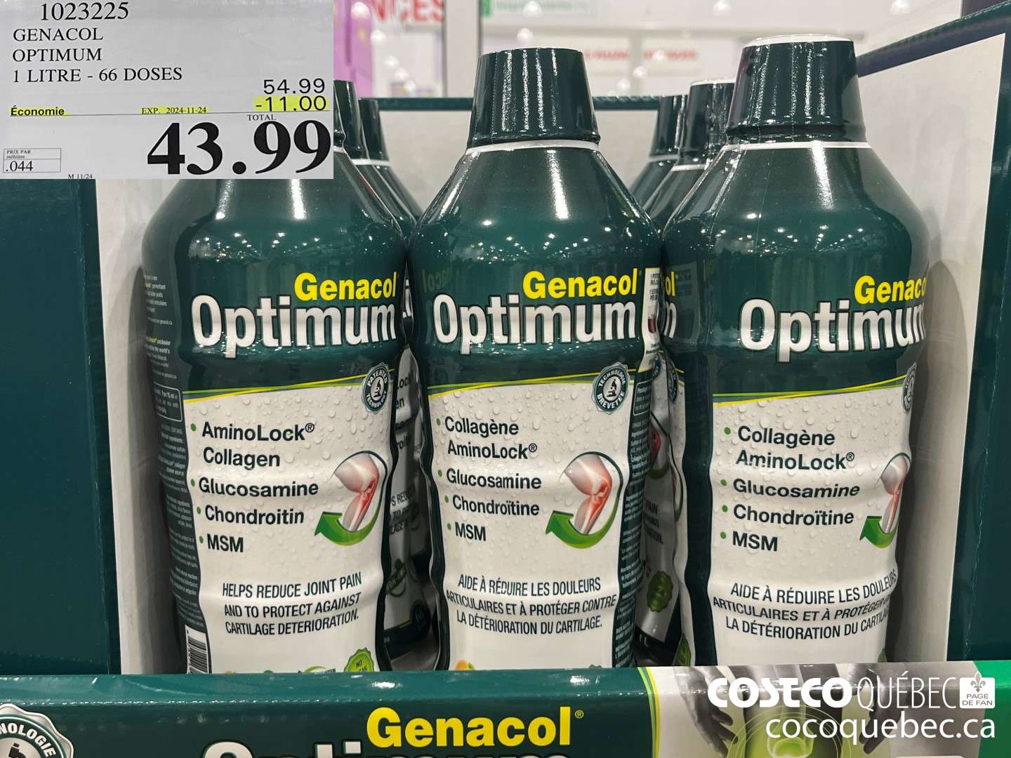 1023225 GENACOL OPTIMUM 1 LITRE - 66 DOSES ($11.00 INSTANT SAVINGS EXPIRES ON 2024-11-24) $43.99