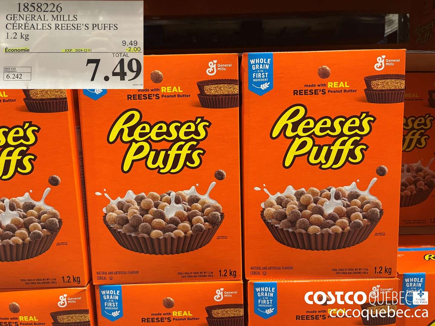 1858226 GENERAL MILLS CEREALES REESE'S PUFFS  ($2.00 INSTANT SAVINGS EXPIRES ON 2024-12-01) $7.49