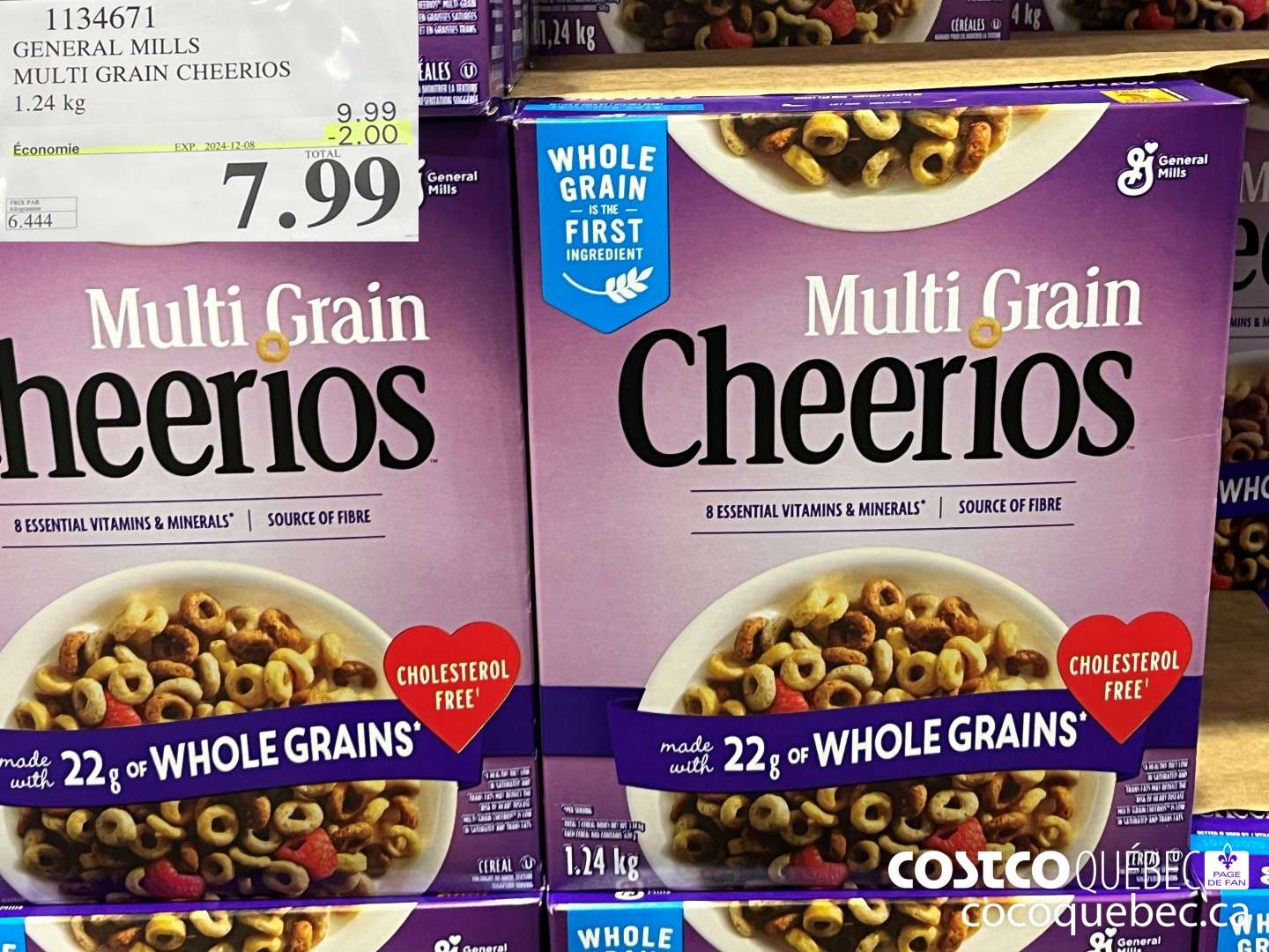 1134671 GENERAL MILLS MULTI GRAIN CHEERIOS 1.24 kg  ($2.00 INSTANT SAVINGS EXPIRES ON 2024-12-08) $7.99