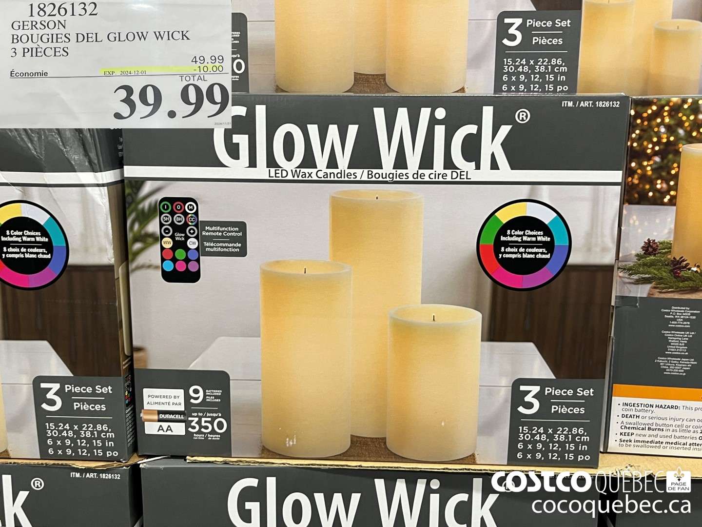 1826132 GERSON BOUGIES DEL GLOW WICK 3 PIECES  ($10.00 INSTANT SAVINGS EXPIRES ON 2024-12-01) $39.99