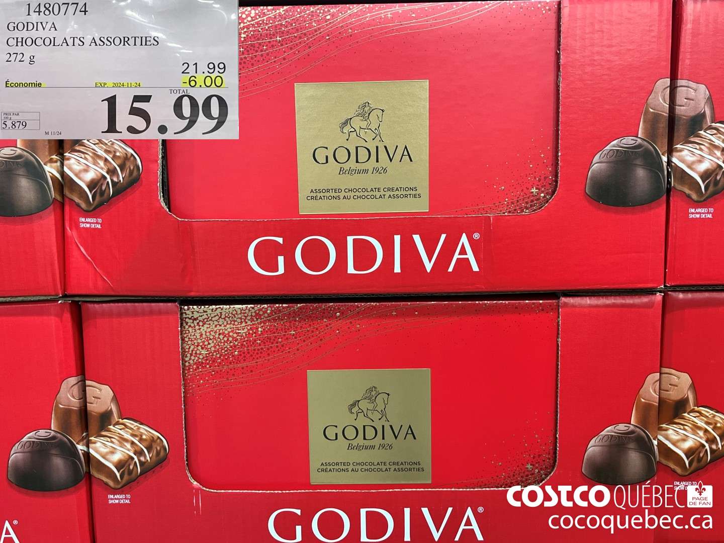 1480774 GODIVA CHOCOLATS BELGES  ($6.00 INSTANT SAVINGS EXPIRES ON 2024-11-24) $15.99