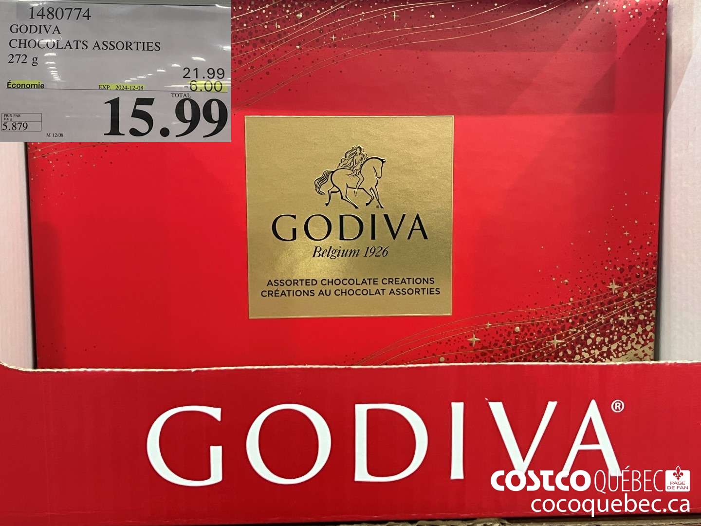 1480774 GODIVA CHOCOLATS BELGES  ($6.00 INSTANT SAVINGS EXPIRES ON 2024-12-08) $15.99