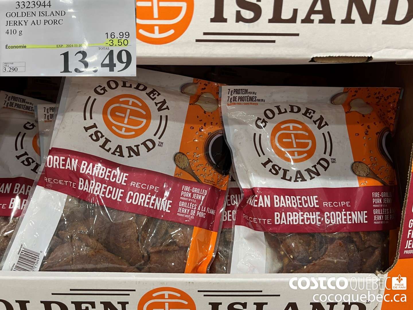 3323944 GOLDEN ISLAND JERKY AU PORC 410 g  ($3.50 INSTANT SAVINGS EXPIRES ON 2024-11-10) $13.49