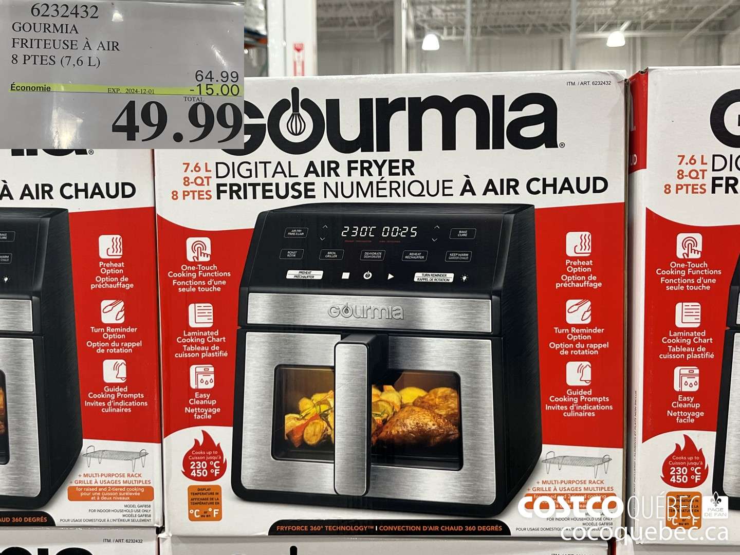 6232432 GOURMIA FRITEUSE A AIR 8 PTES (7,6 L)  ($15.00 INSTANT SAVINGS EXPIRES ON 2024-12-01) $49.99