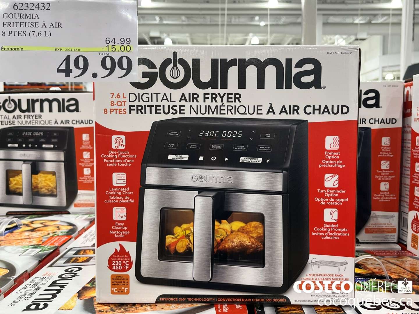 6232432 GOURMIA FRITEUSE A AIR 8 PTES (7,6 L)  ($15.00 INSTANT SAVINGS EXPIRES ON 2024-12-01) $49.99