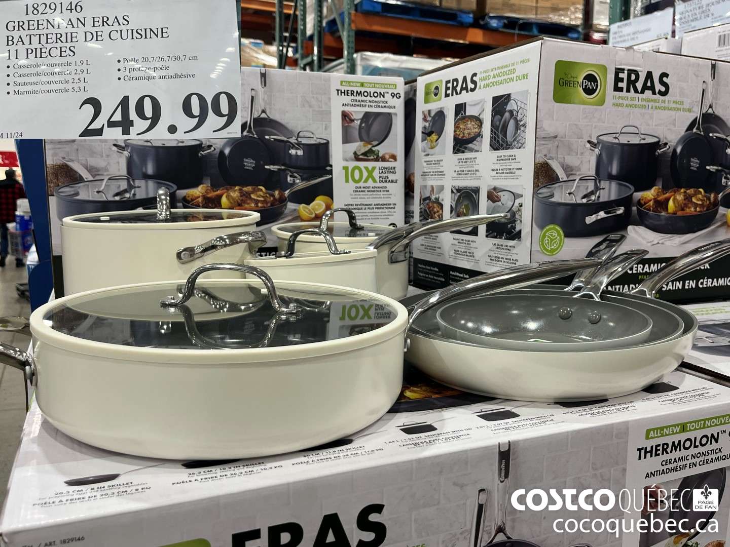 1829146 GREENPAN ERAS BATTERIE DE CUISINE 11 PIECES  $249.99