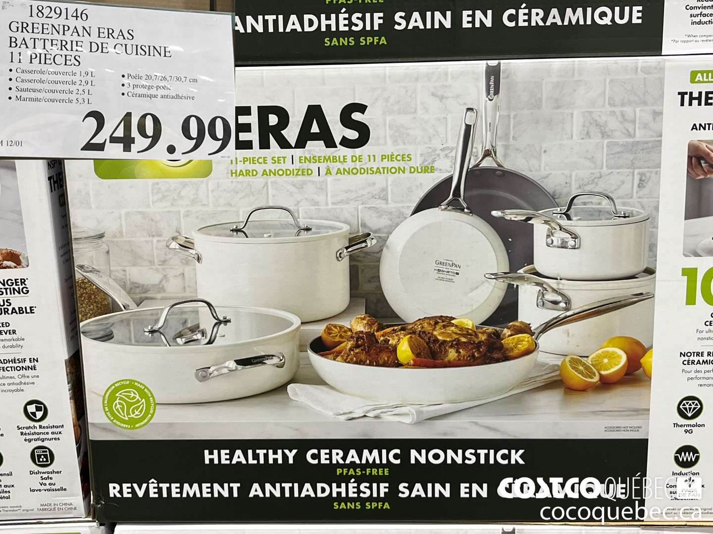 1829146 GREENPAN ERAS BATTERIE DE CUISINE 11 PIECES  $249.99