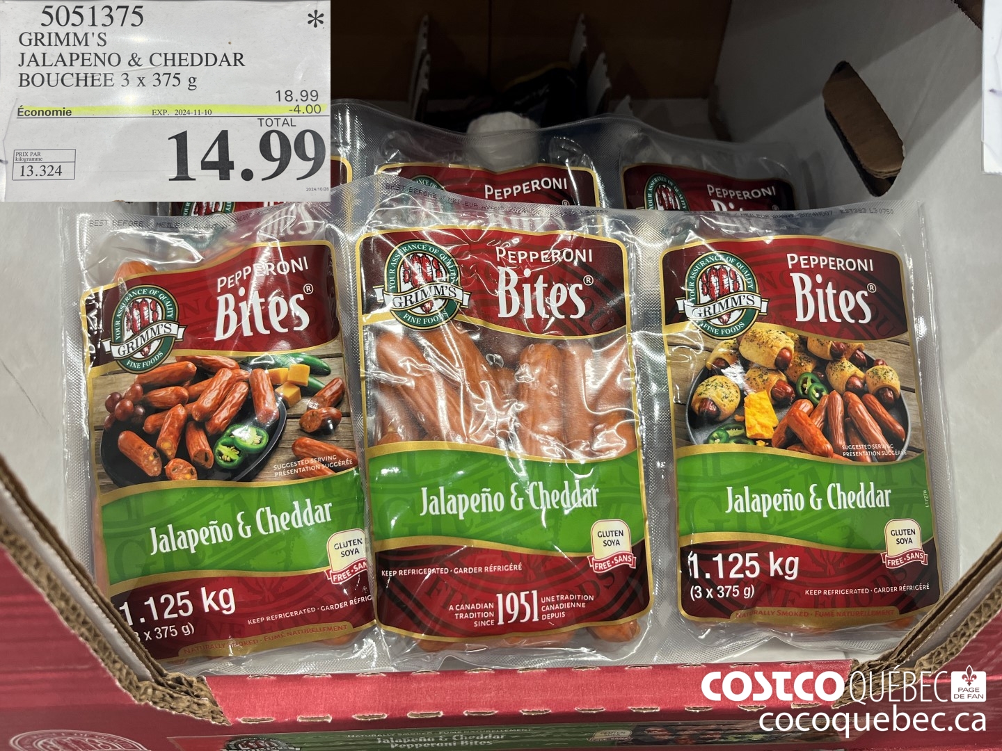 5051375 GRIMM'S JALAPENO & CHEDDAR BOUCHEE 3 x 375 g  (EXPIRES ON 2024-11-10) $14.99