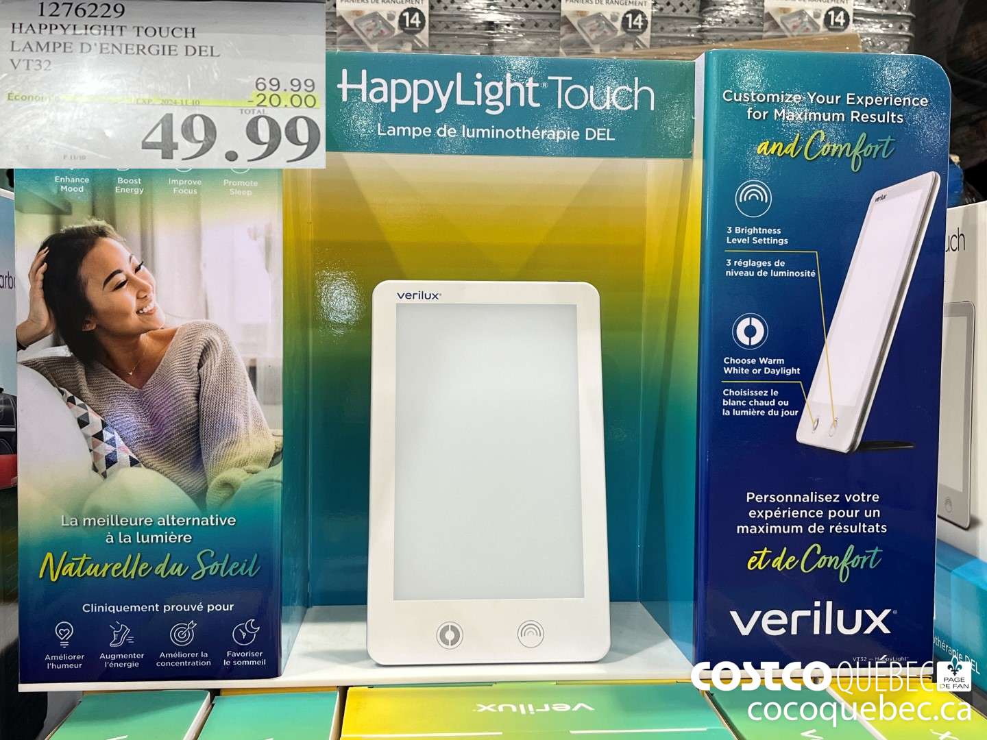 1276229 HAPPYLIGHT TOUCH LAMPE D'ENERGIE DEL  ($20.00 INSTANT SAVINGS EXPIRES ON 2024-11-10) $49.99