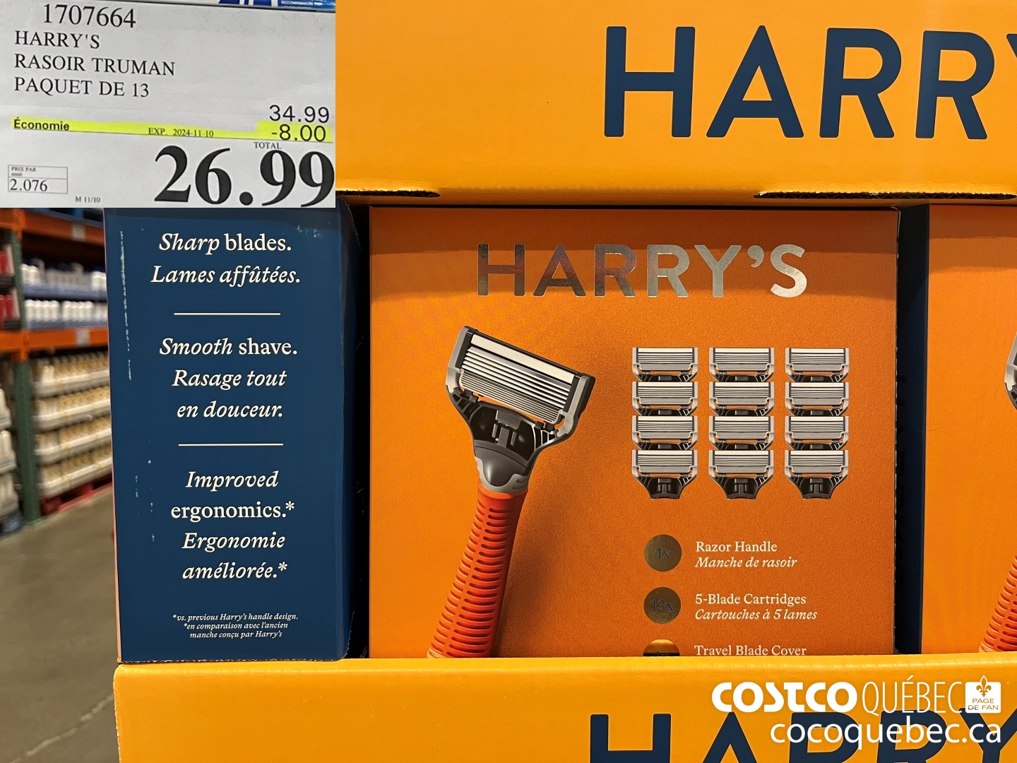 1707664 HARRY's RASOIR TRUMAN PAQUET DE 13  ($8.00 INSTANT SAVINGS EXPIRES ON 2024-11-03) $26.99