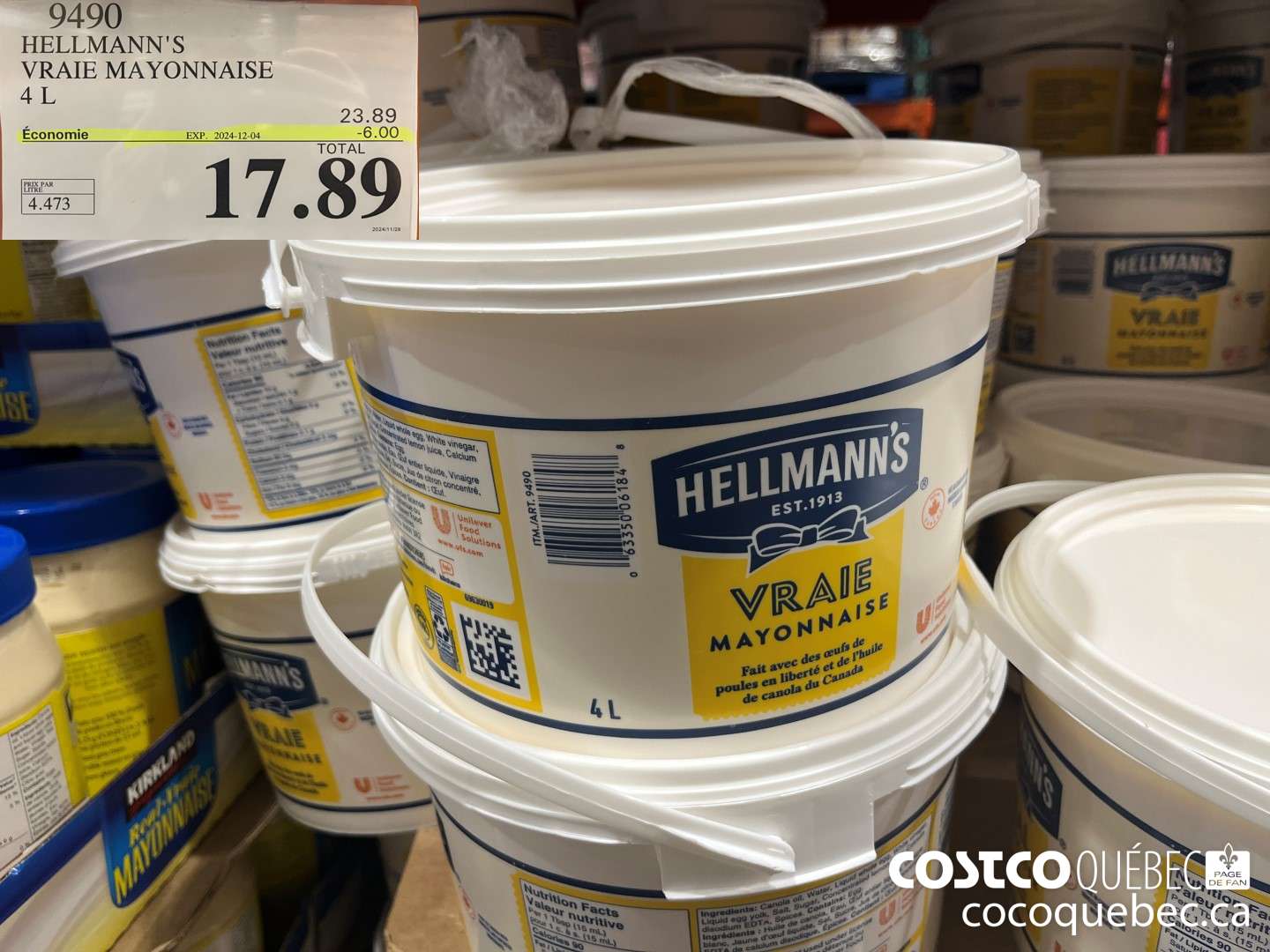 9490 HELLMANN 'S VRAIE MAYON NAISE  ($6.00 INSTANT SAVINGS EXPIRES ON 2024-12-04) $17.89