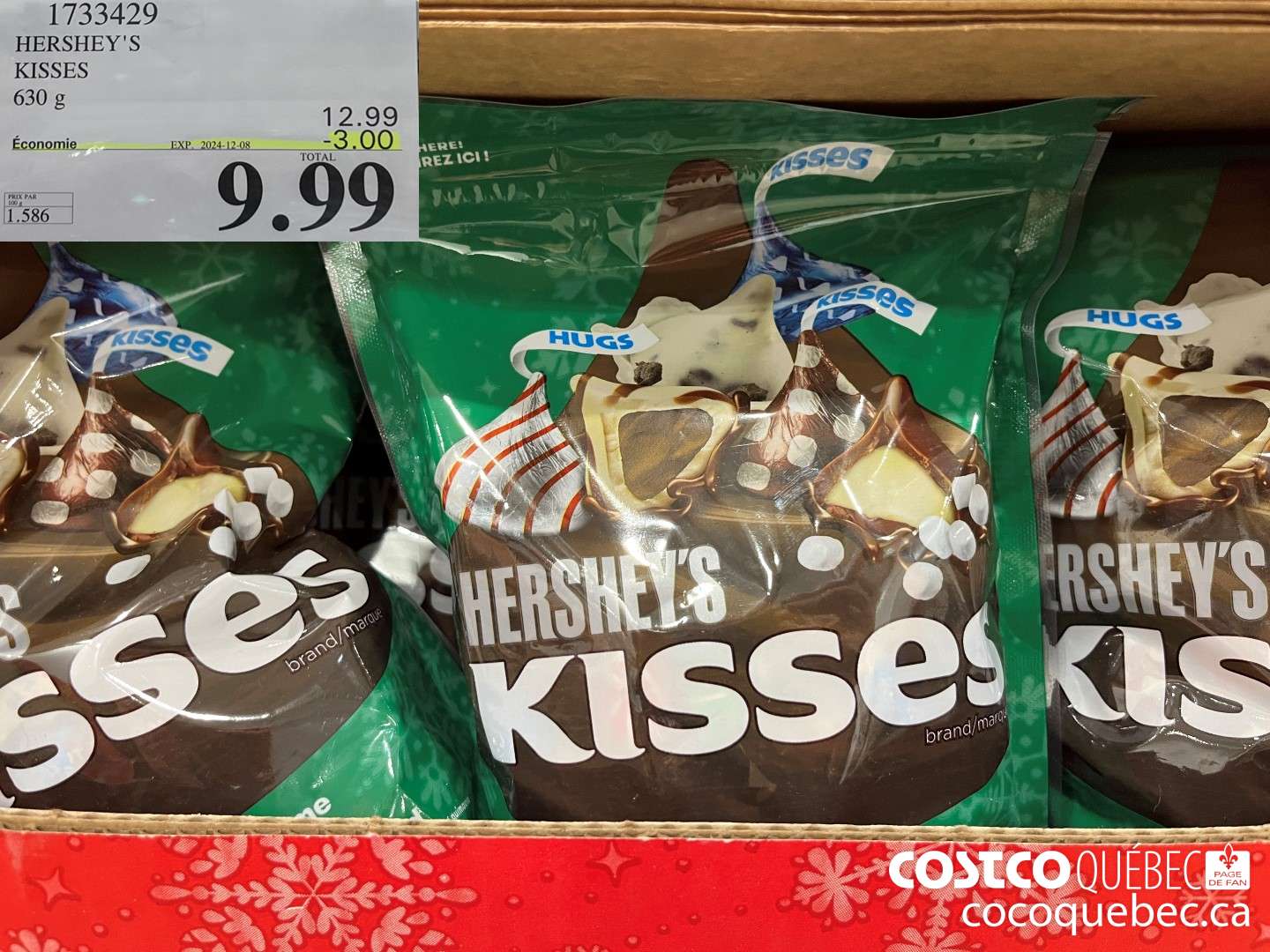 1733429 HERSHEY'S KISSES 630 g  ($3.00 INSTANT SAVINGS EXPIRES ON 2024-12-08) $9.99