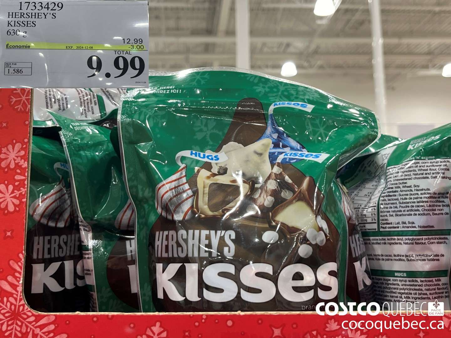 1733429 HERSHEY'S KISSES 630 g  ($3.00 INSTANT SAVINGS EXPIRES ON 2024-12-08) $9.99