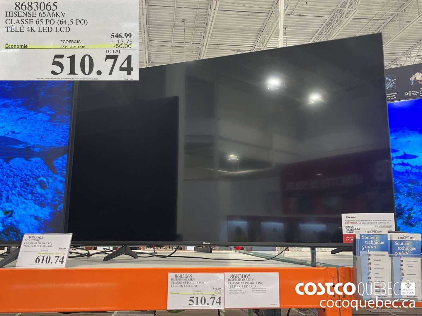 8683065 HISENSE 65A6KV CLASSE 65 PO (64,5 PO) TELE 4K LED LCD  ($50.00 INSTANT SAVINGS EXPIRES ON 2024-12-05) $510.74