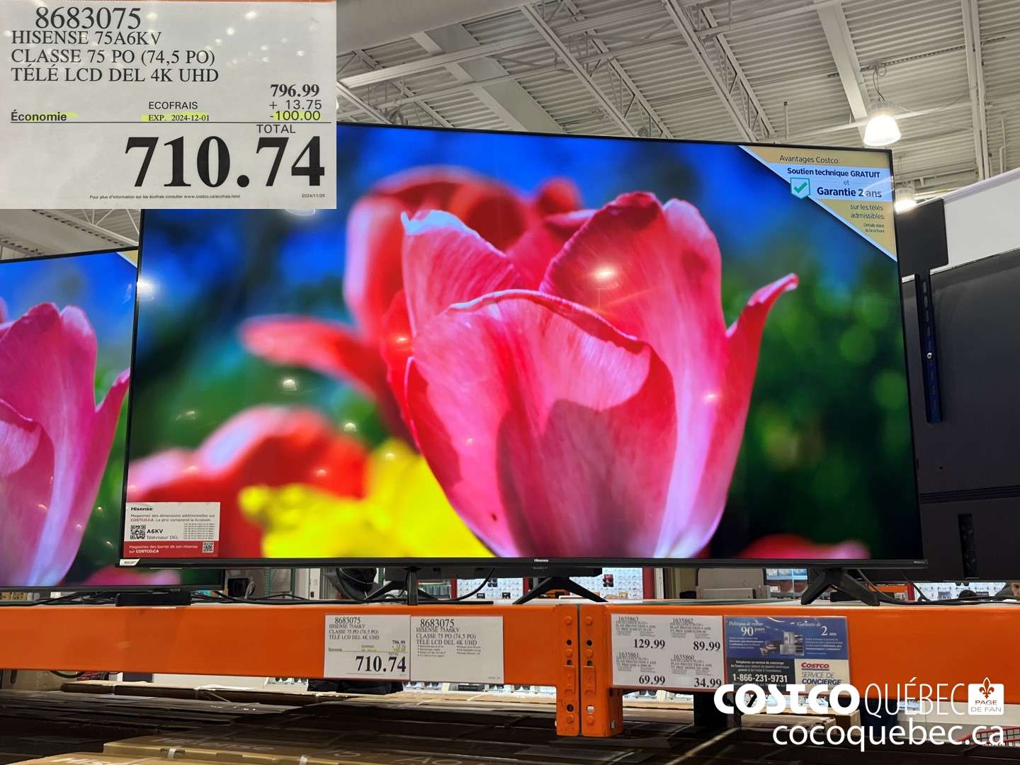 8683075 HISENSE 75A6KV CLASSE 75 PO (74,5 PO) TELE LCD DEL 4K UHD  ($100.00 INSTANT SAVINGS EXPIRES ON 2024-12-01) $710.74