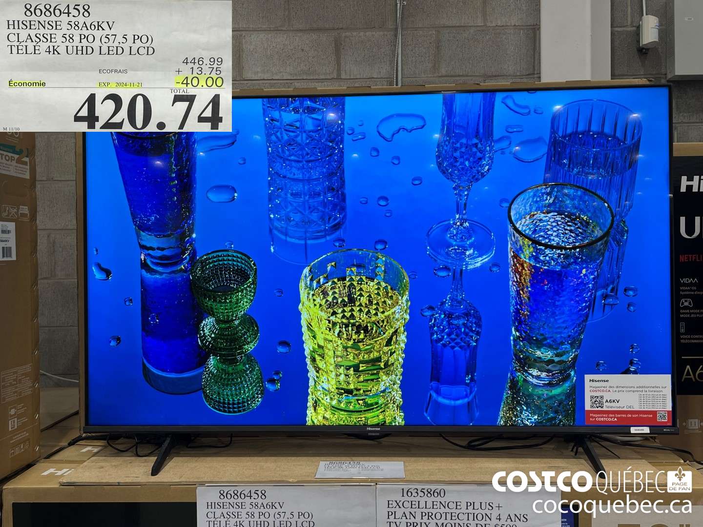 8686458 HISENSE CLASSE 58 PO (57,5 PO) ($40.00 INSTANT SAVINGS EXPIRES ON 2024-11-10) $420.74