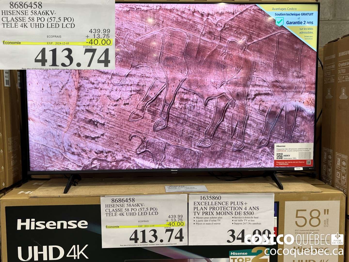 8686458 HISENSE CLASSE 58 PO (57,5 PO) ($40.00 INSTANT SAVINGS EXPIRES ON 2024-12-05) $413.74